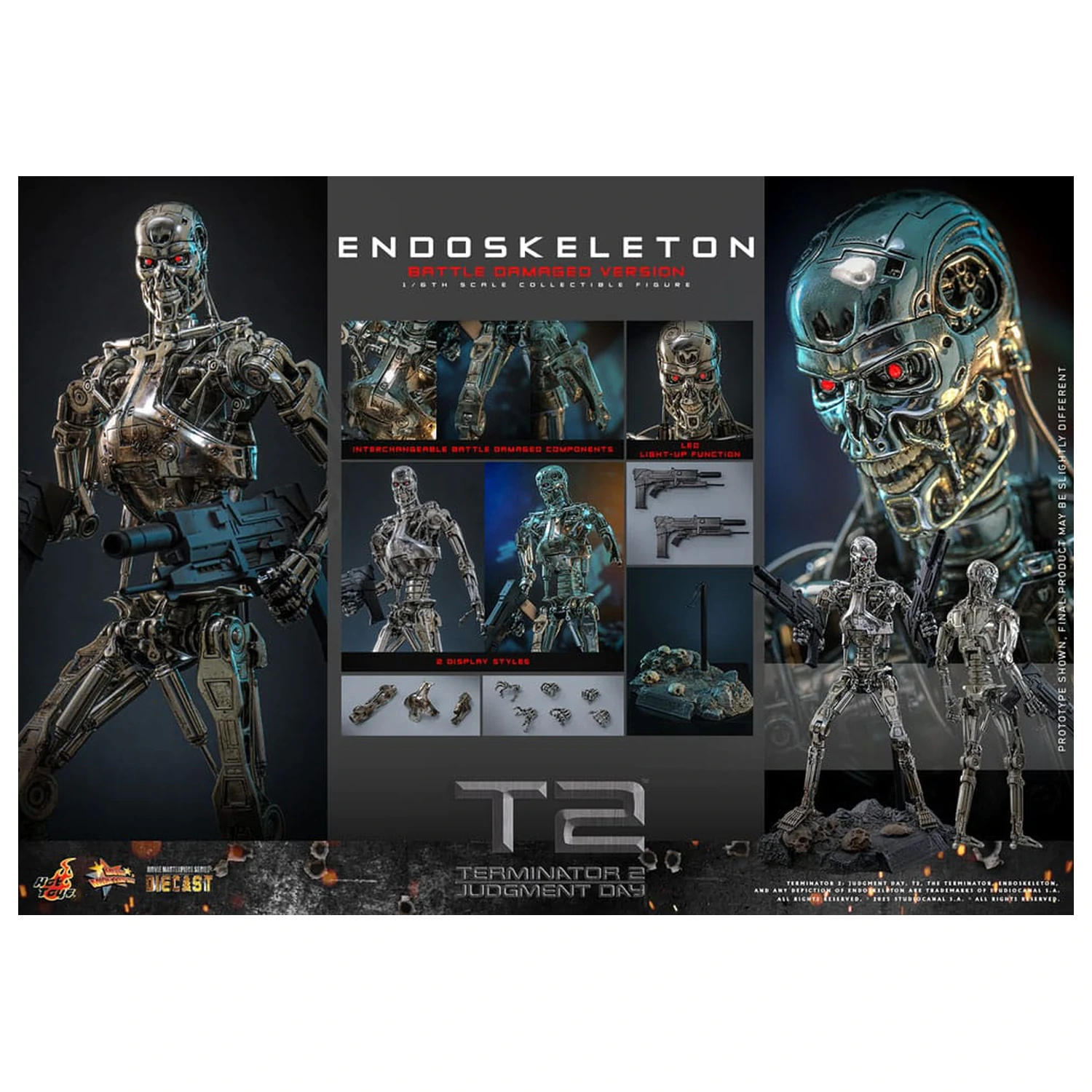 Terminator 2: Judgment Day Movie Masterpiece akcijska figura 1/6 Endoskeleton (Battle Damaged Version) 31 cm fotografija izdelka