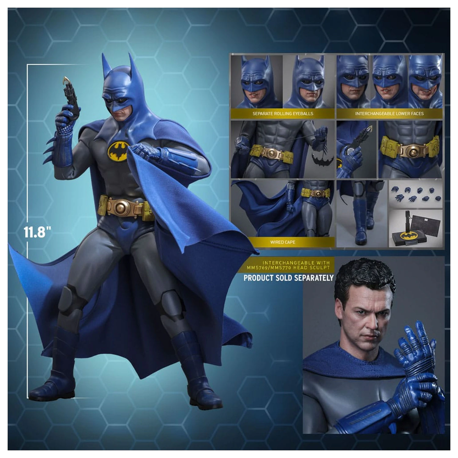 The Flash Movie Masterpiece Akcijska figura 1/6 Batman (Blue & Grey Suit) Limited Edition 30 cm fotografija izdelka