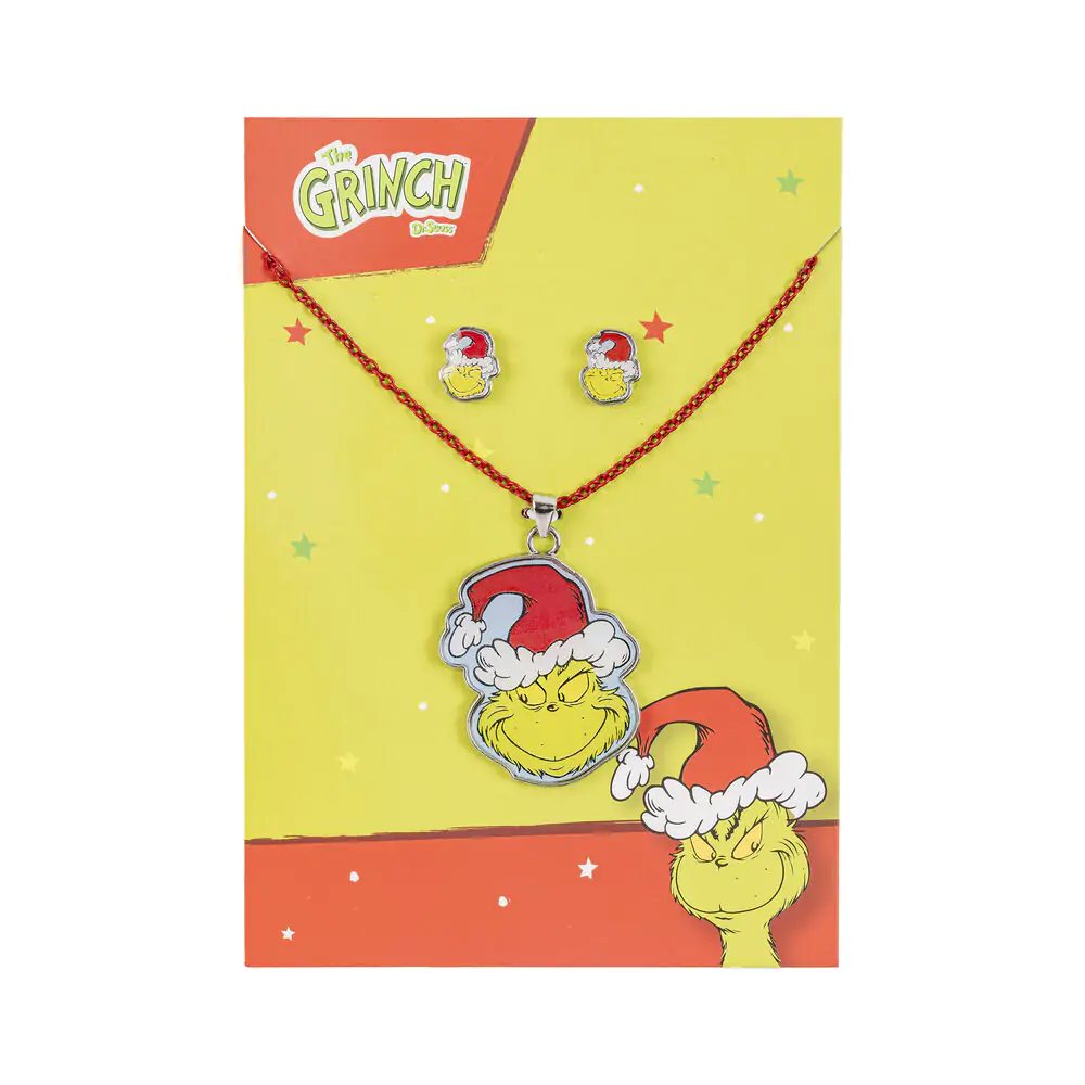 The Grinch Christmas Set ogrlica in uhani fotografija izdelka