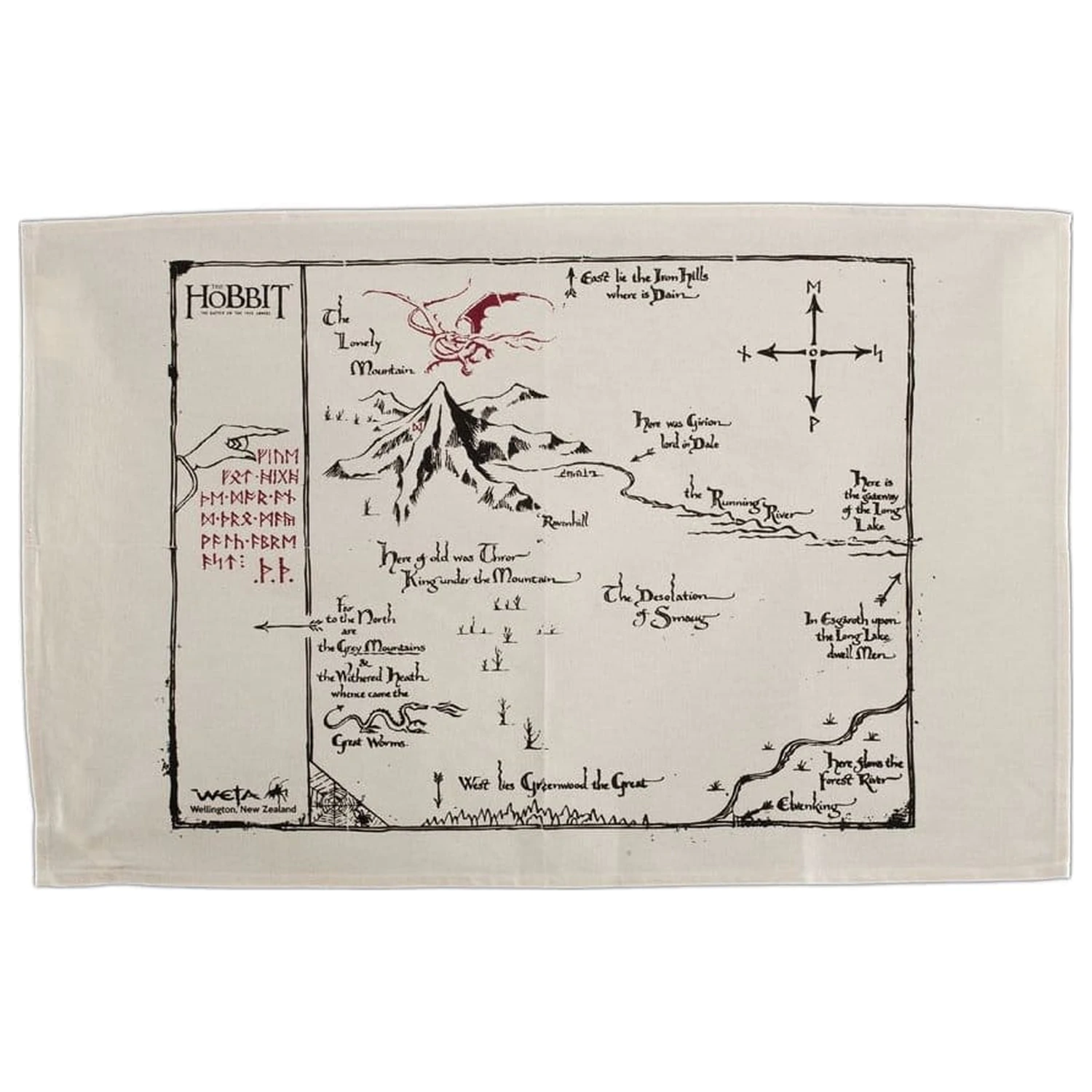 The Hobbit Kuhinjska brisača Thorins Map 72 cm fotografija izdelka