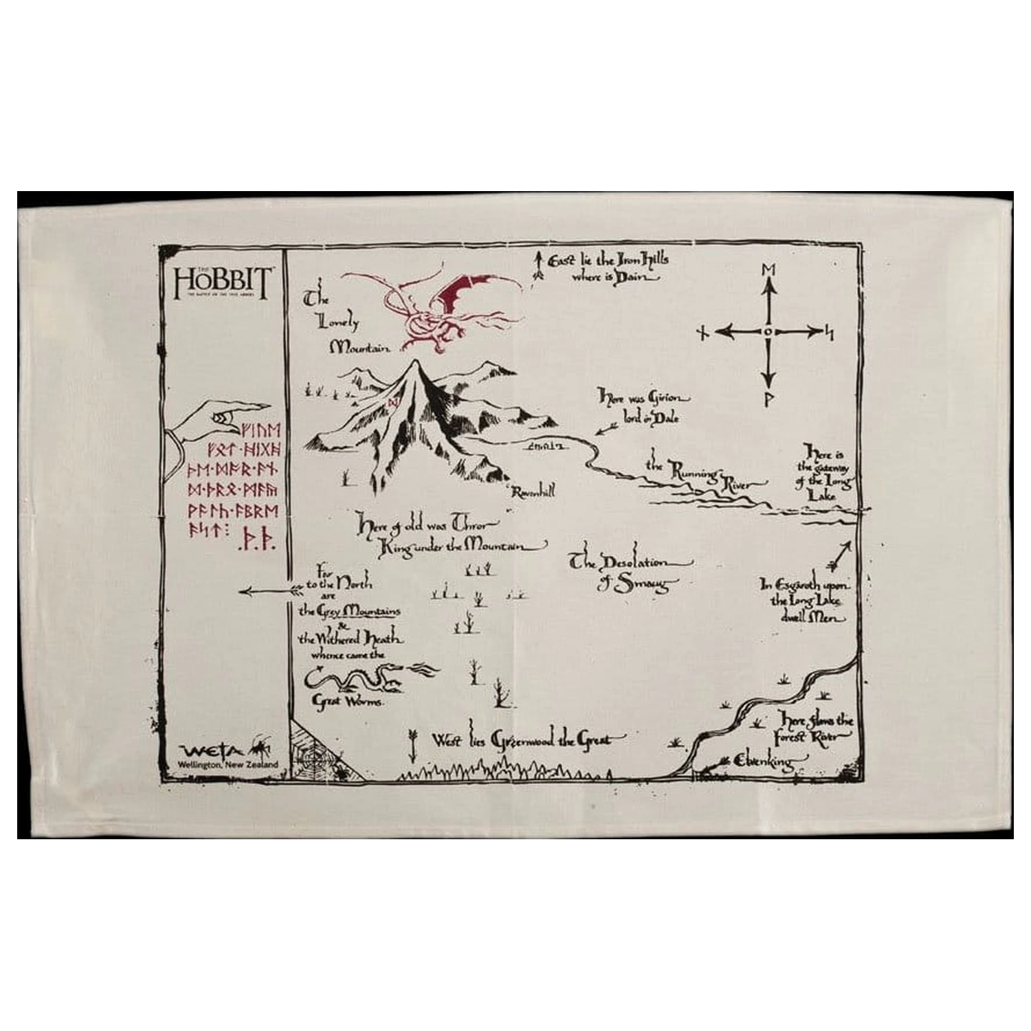 The Hobbit Kuhinjska brisača Thorins Map 72 cm fotografija izdelka