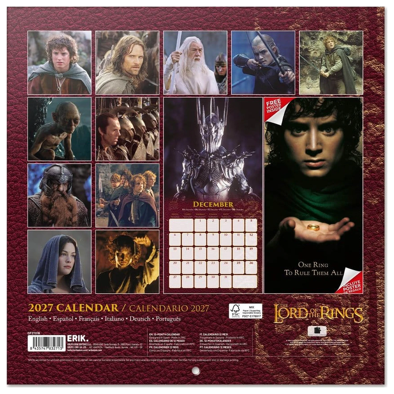 The Lord of the Rings Stenski koledar 2027 30 x 30 cm fotografija izdelka