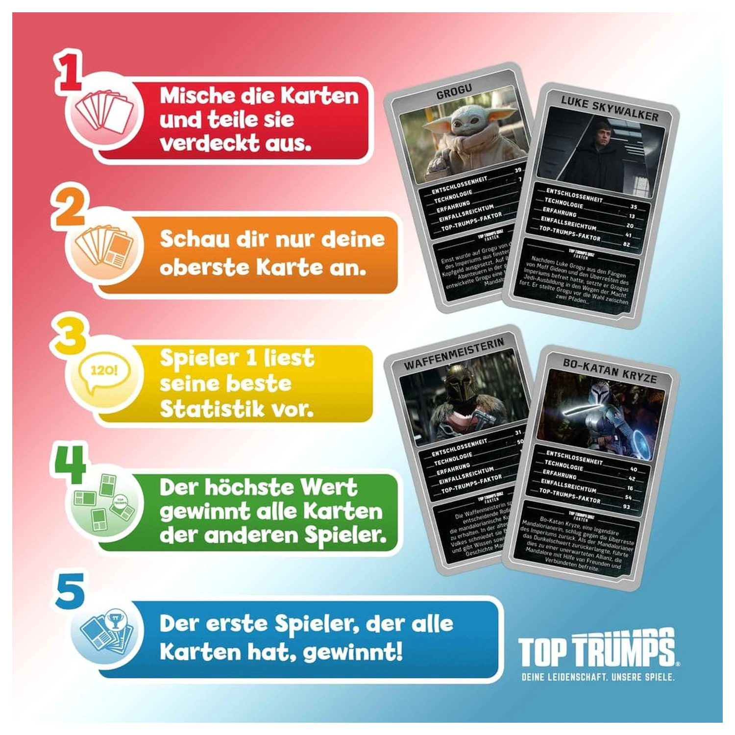 The Mandalorian in Grogu igra s kartami Top Trumps zbirateljski predmeti *nemška različica* fotografija izdelka