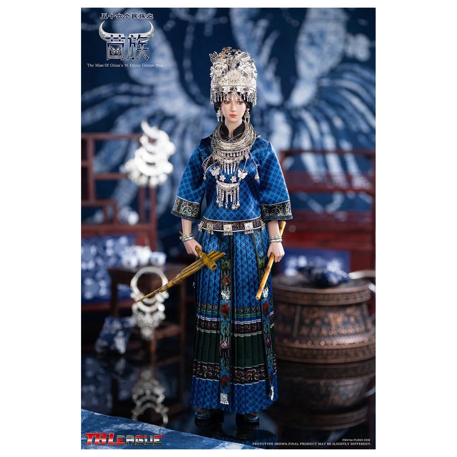 The Miao of China's 56 Ethnic Groups Figura 1/6 modra 30 cm fotografija izdelka