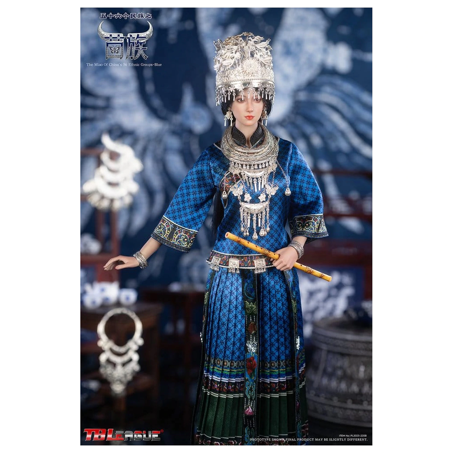 The Miao of China's 56 Ethnic Groups Figura 1/6 modra 30 cm fotografija izdelka