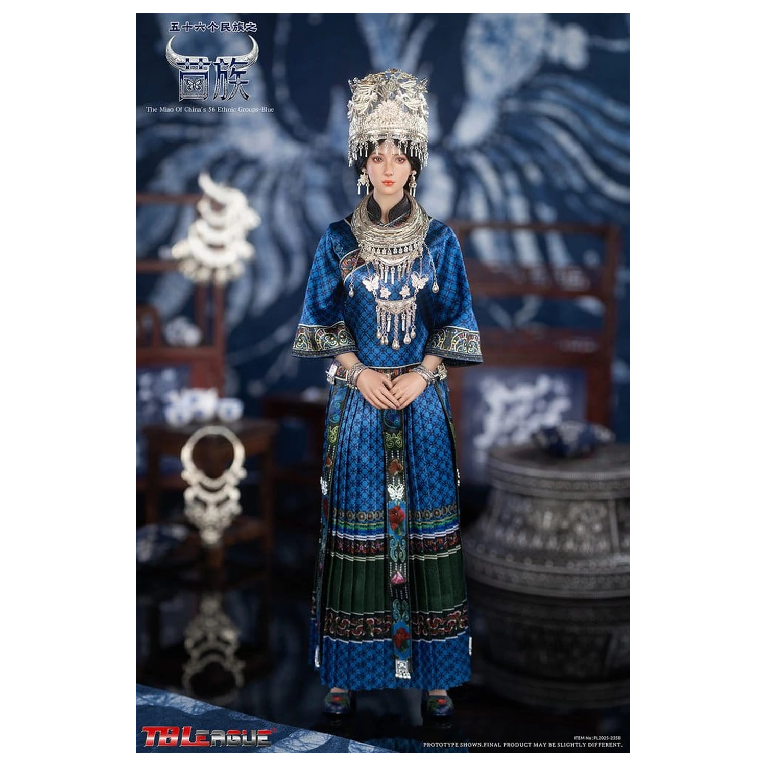 The Miao of China's 56 Ethnic Groups Figura 1/6 modra 30 cm fotografija izdelka