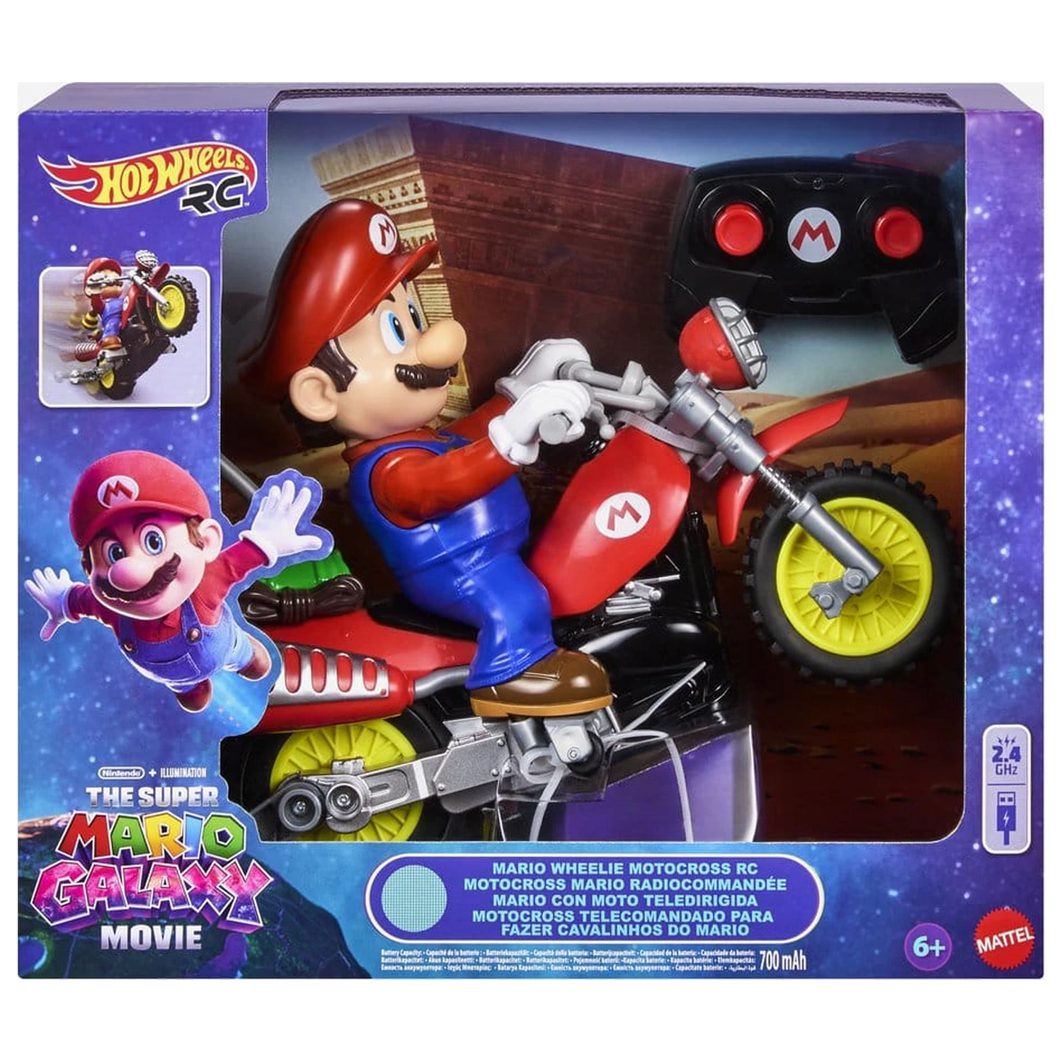 The Super Mario Galaxy Movie Hot Wheels RC Vozilo Mario Wheelie Motocross fotografija izdelka
