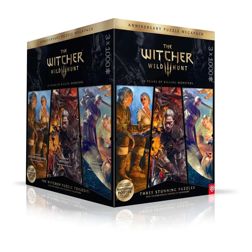 The Witcher 3 Puzzle Trilogy Wild Hunt 10 Years of Killing Monsters (3 x 1000 kosov) fotografija izdelka