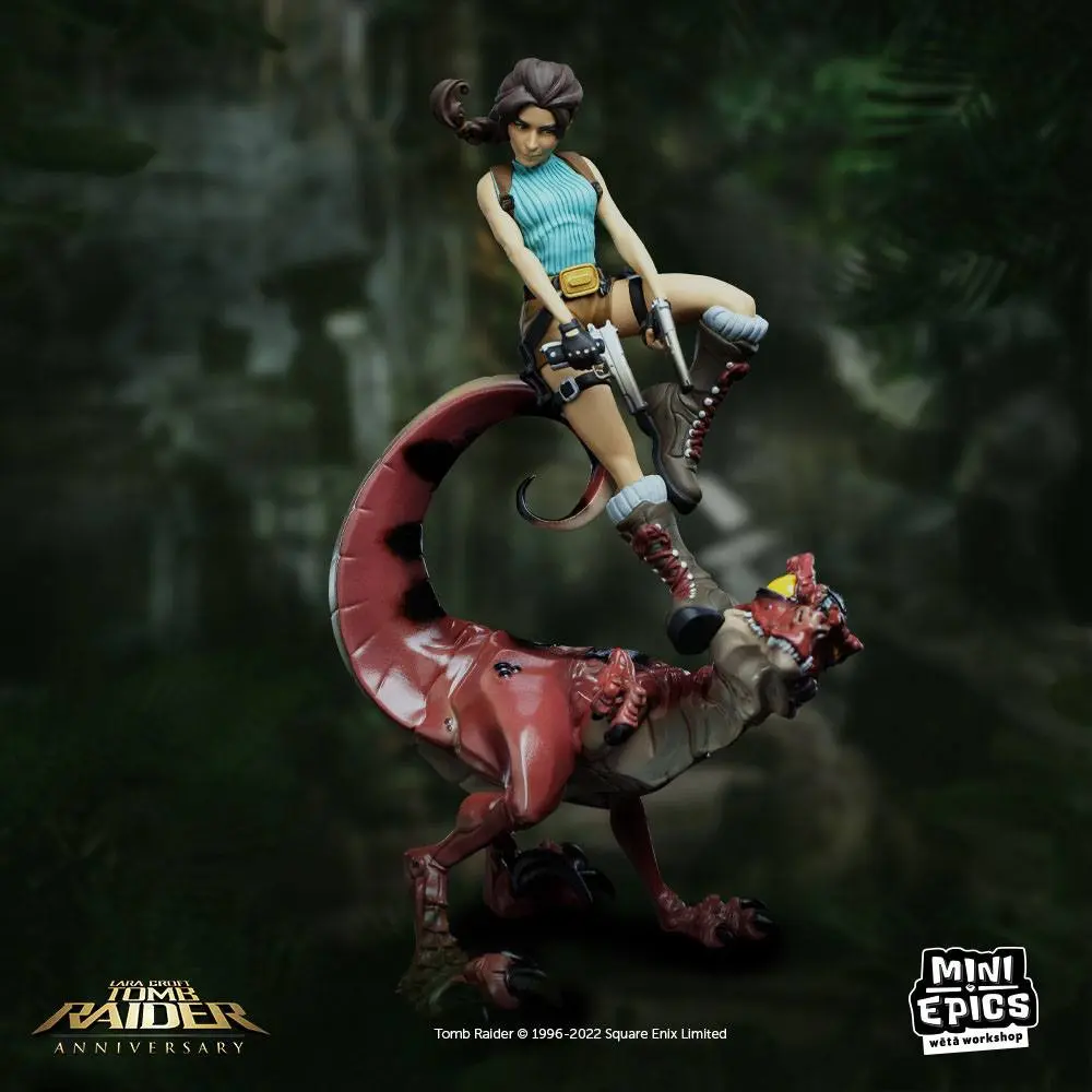 Tomb Raider Mini Epics Vinil Figura Lara Croft & Raptor 24 cm fotografija izdelka