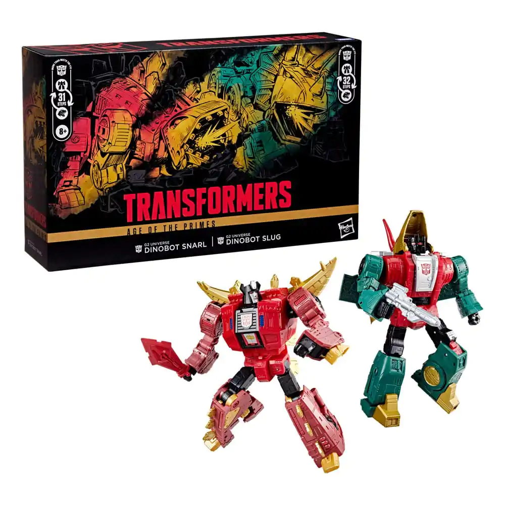 Transformers Age of the Primes Leader Class akcijska figura G2 Universe Dinobots Snarl & Slug 19 cm fotografija izdelka