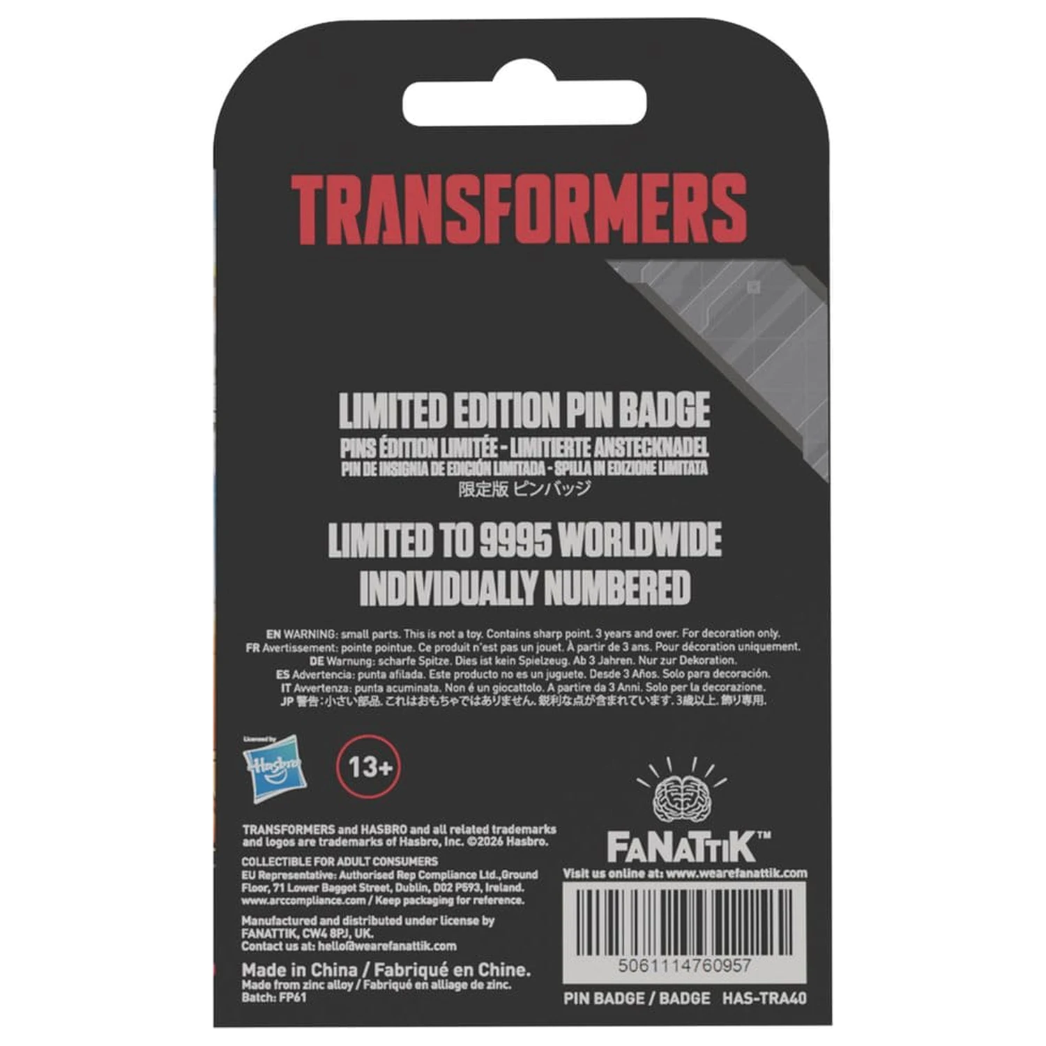 Transformers Pin Badge The Movie 40. obletnica Unicron Limited Edition fotografija izdelka