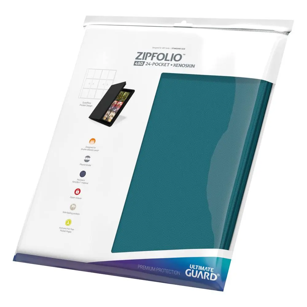 Ultimate Guard Zipfolio 480 - 24-Žepni XenoSkin (Quadrow) - Petrolno Modra fotografija izdelka