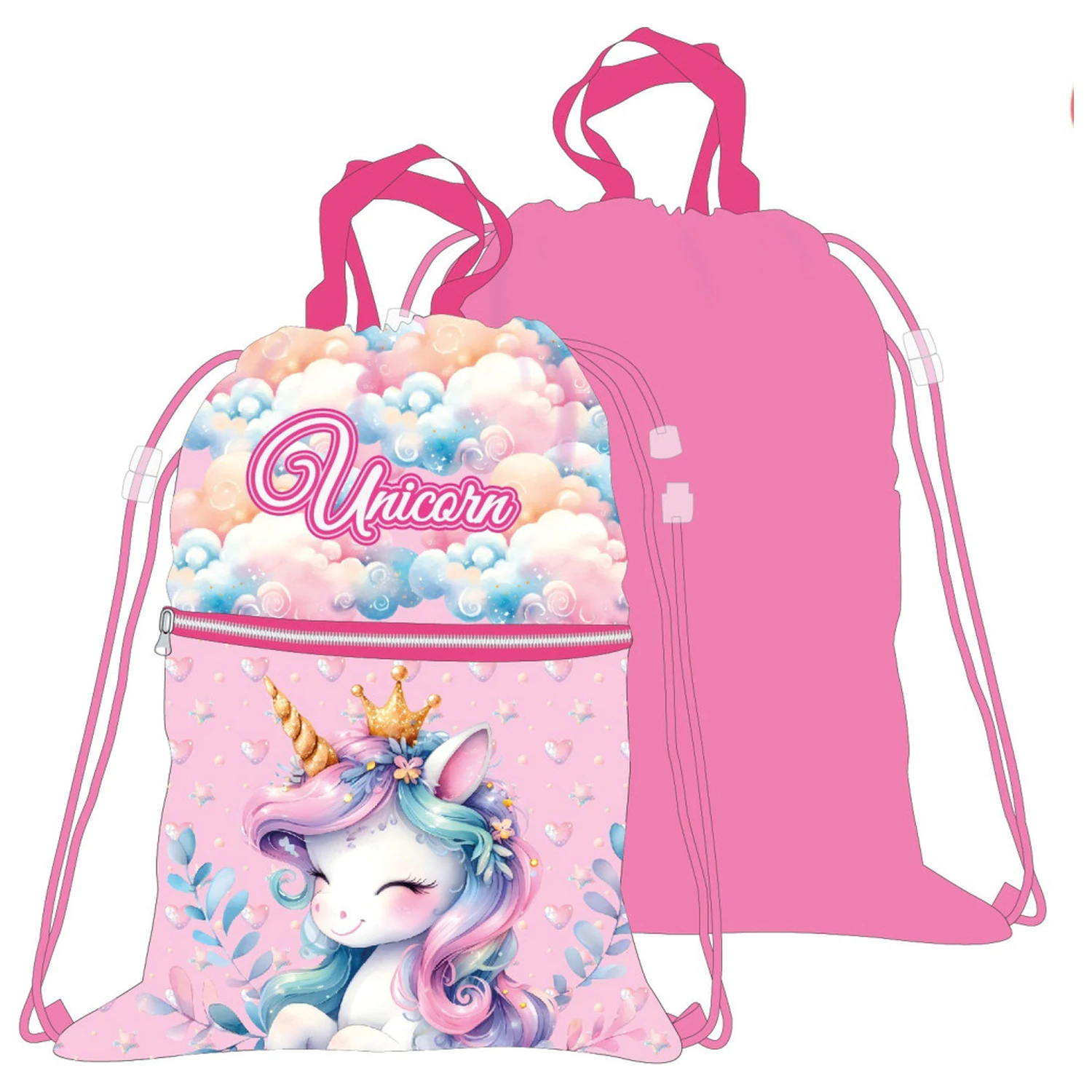 Unicorn Clouds Deluxe telovadna torba, torba z vrvico 45 cm fotografija izdelka