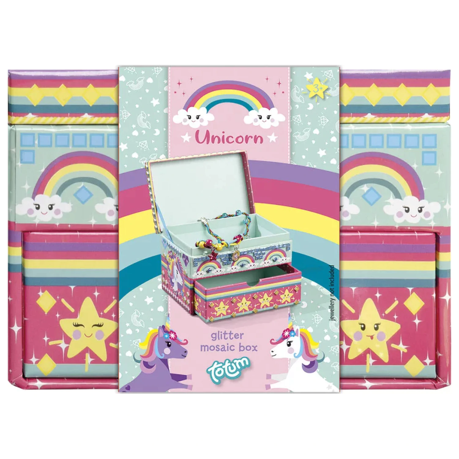 Unicorn Pobarvan Mozaik Škatla za nakit fotografija izdelka