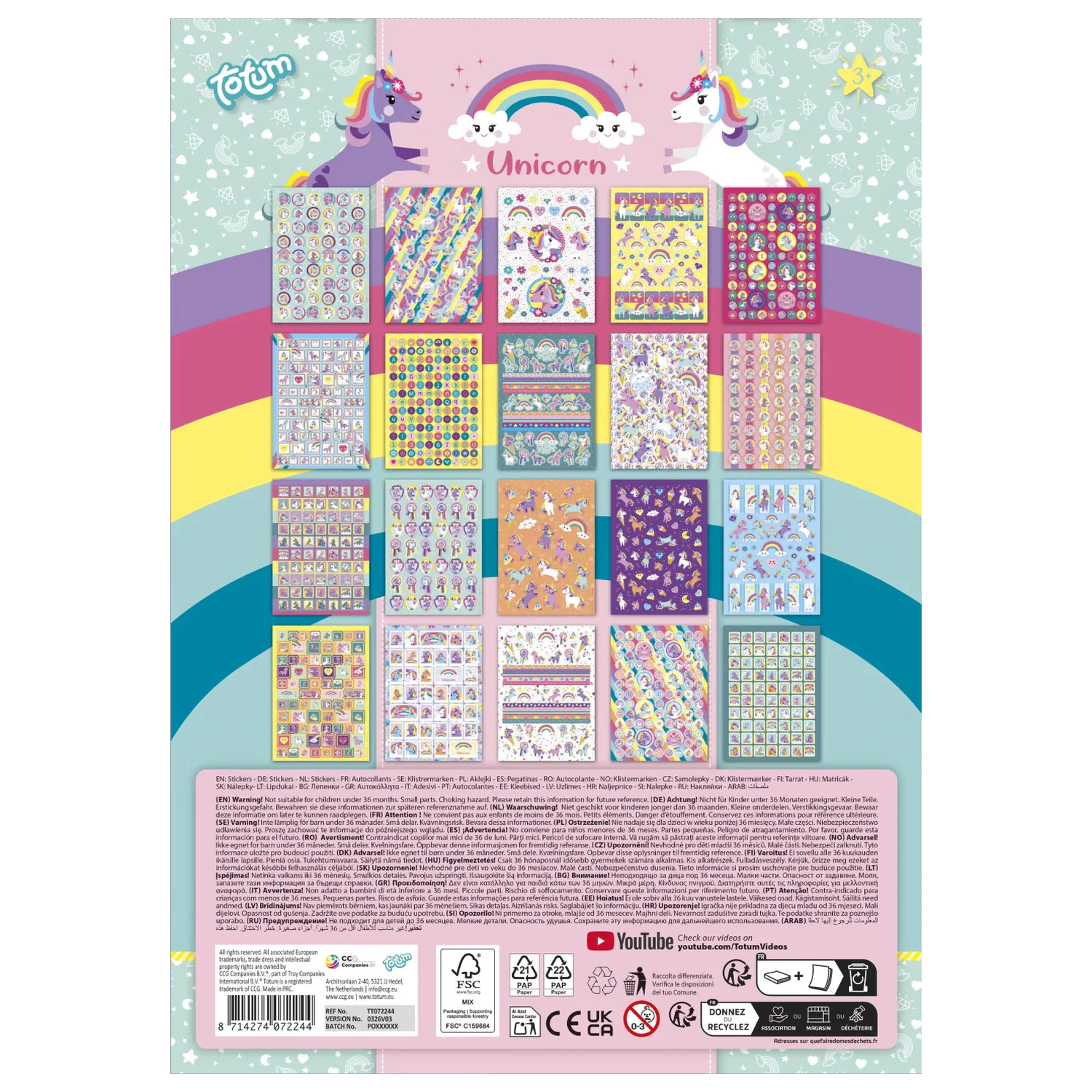 Unicorn Rainbow Paket Nalepk 1000 kosov fotografija izdelka