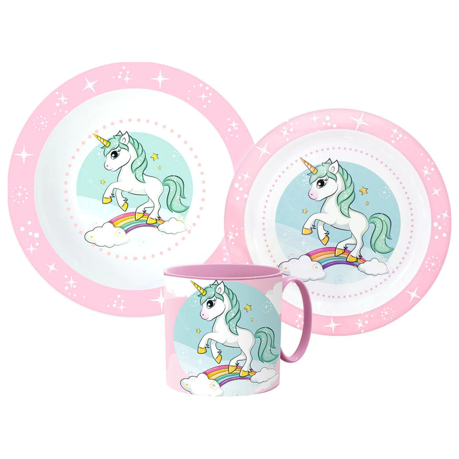 Unicorn Range jedilni set, mikro plastični set s skodelico fotografija izdelka
