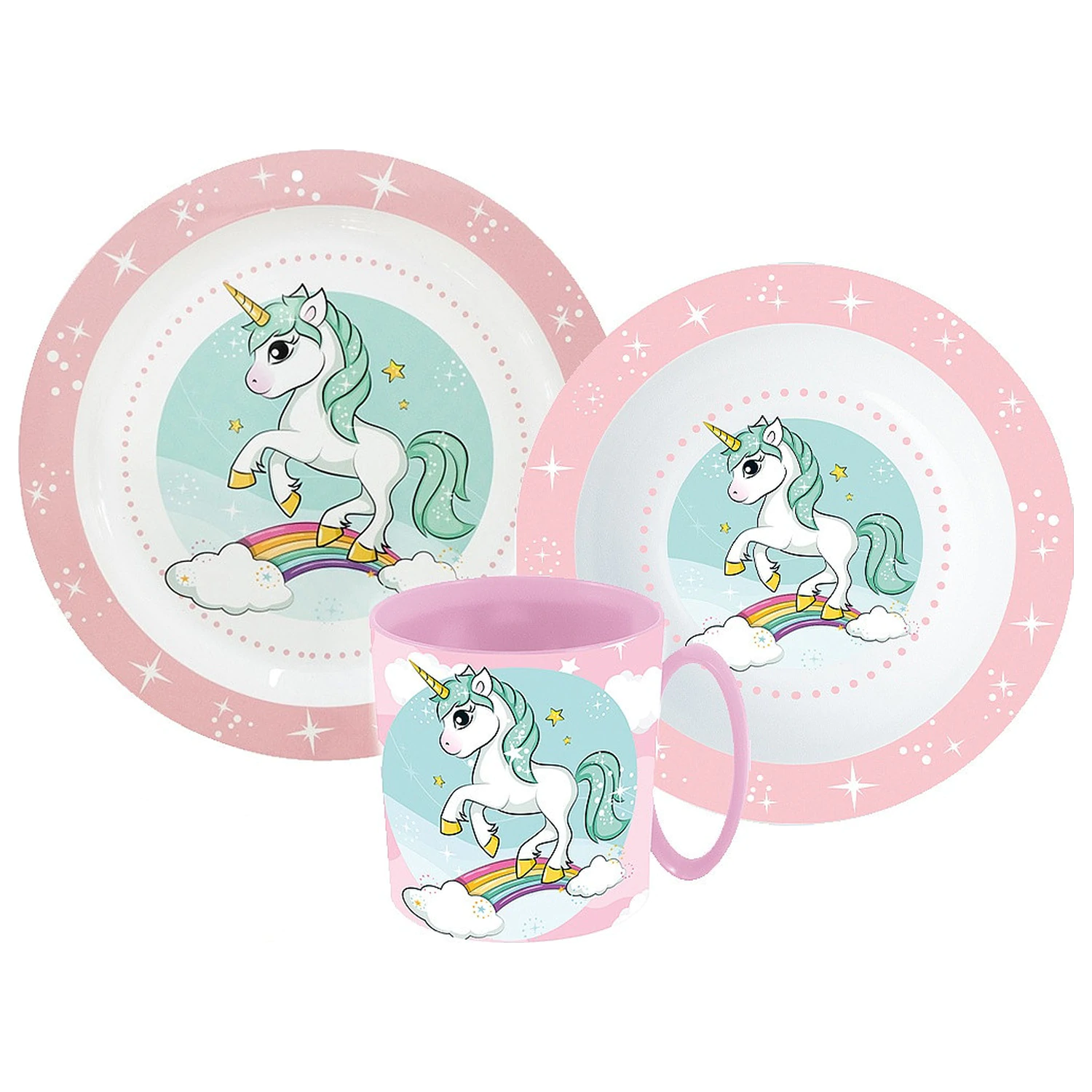 Unicorn Range jedilni set, mikro plastični set s skodelico 350 ml fotografija izdelka