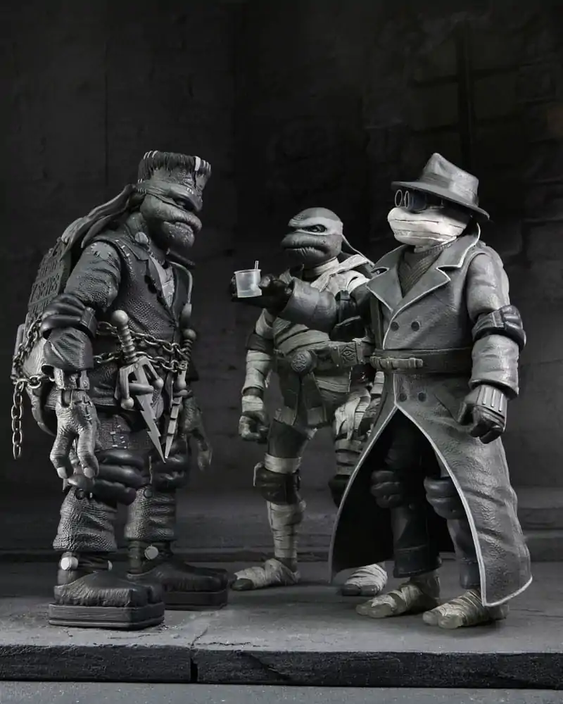 Universal Monsters x Teenage Mutant Ninja Turtles akcijske figure, set 4 figur Turtles Black & White 18 cm fotografija izdelka