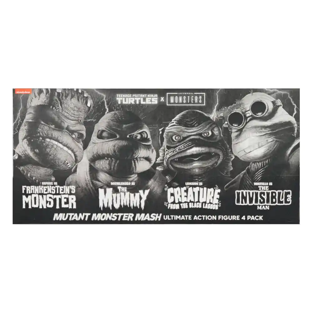 Universal Monsters x Teenage Mutant Ninja Turtles akcijske figure, set 4 figur Turtles Black & White 18 cm fotografija izdelka