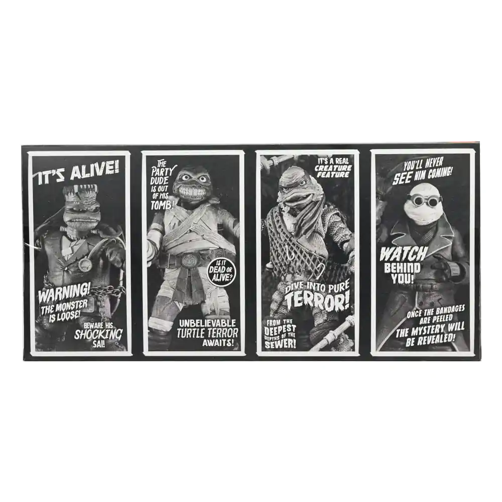 Universal Monsters x Teenage Mutant Ninja Turtles akcijske figure, set 4 figur Turtles Black & White 18 cm fotografija izdelka