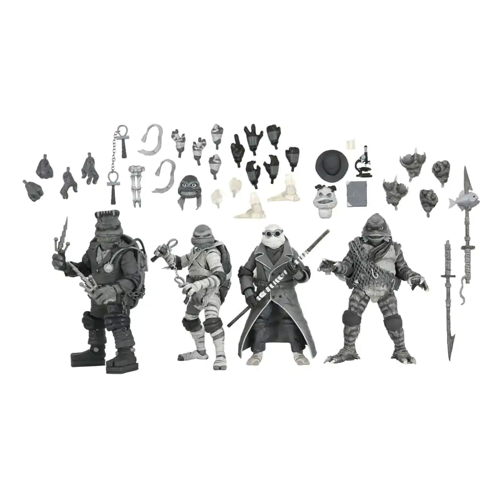 Universal Monsters x Teenage Mutant Ninja Turtles akcijske figure, set 4 figur Turtles Black & White 18 cm fotografija izdelka