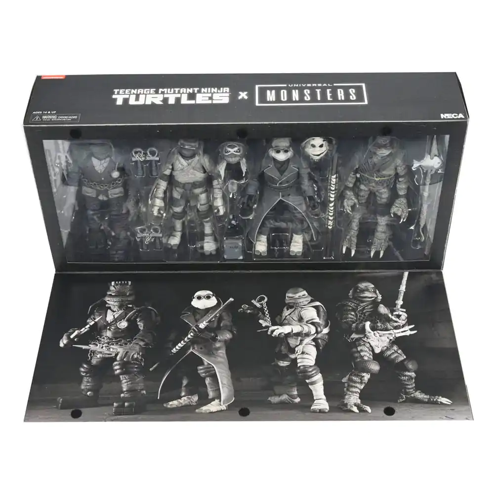 Universal Monsters x Teenage Mutant Ninja Turtles akcijske figure, set 4 figur Turtles Black & White 18 cm fotografija izdelka