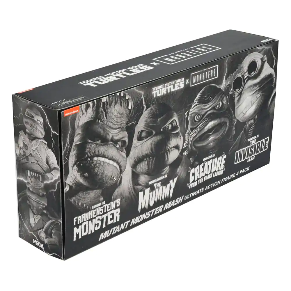 Universal Monsters x Teenage Mutant Ninja Turtles akcijske figure, set 4 figur Turtles Black & White 18 cm fotografija izdelka