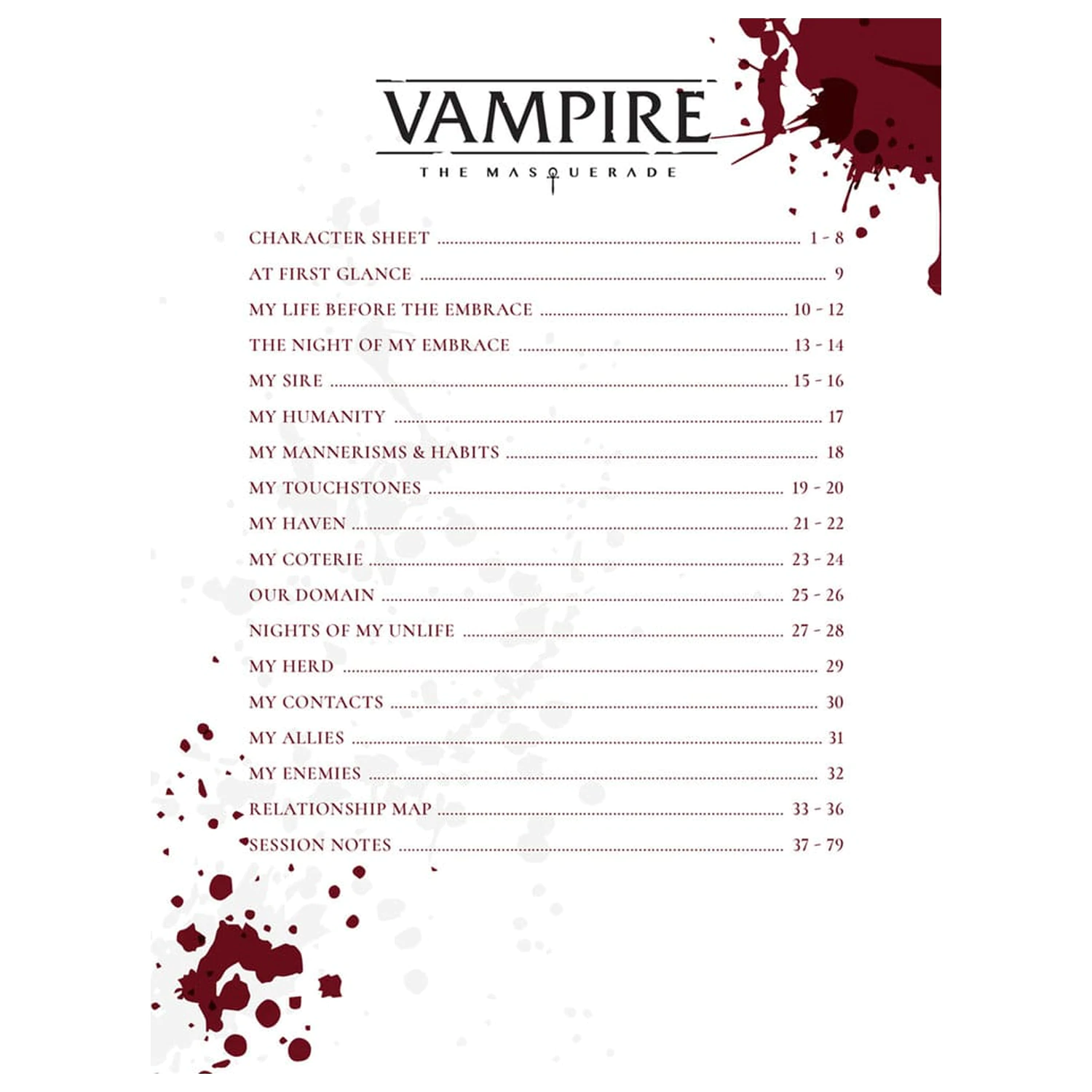 Vampire: The Masquerade 5th Edition RPG Zvezek Razširjeni list likov Zvezek *angleška različica* fotografija izdelka