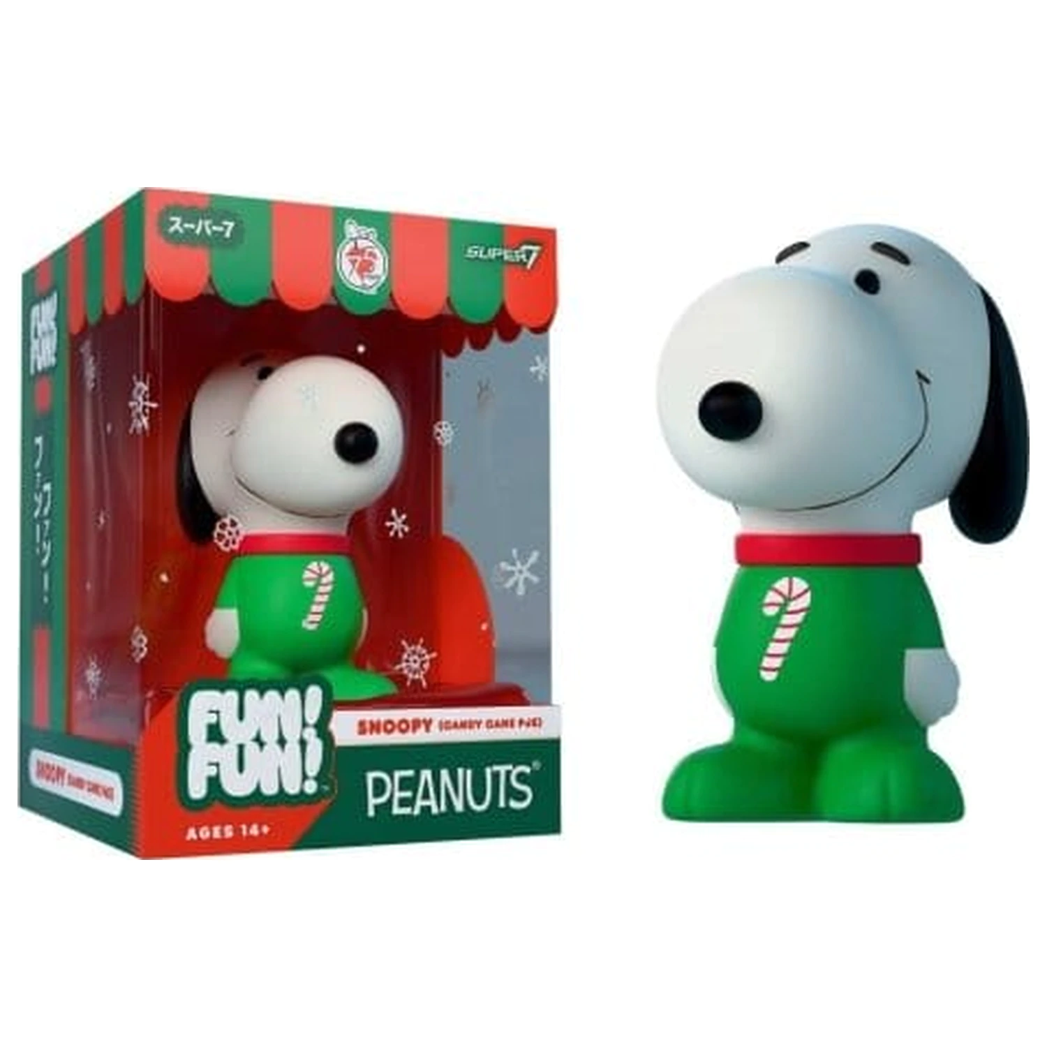 Vintage Peanuts Fun! Fun! Mini figura val 03 Holiday Snoopy (Candy Cane PJs) fotografija izdelka