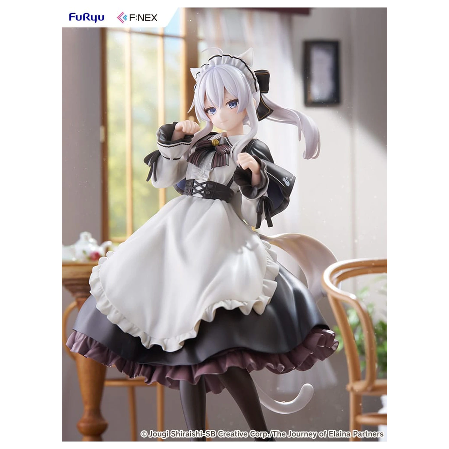 Wandering Witch: The Journey of Elaina F:NEX PVC kip 1/7 Elaina Maid kostum z mačjimi ušesi Ver. 24 cm fotografija izdelka