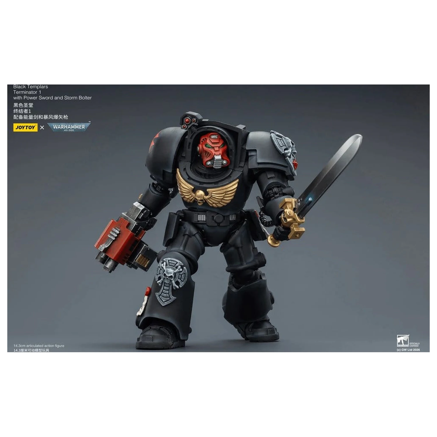 Warhammer 40,000 Akcijska figura Black Templars Terminator 1 z Power Sword in Storm Bolter 14 cm fotografija izdelka