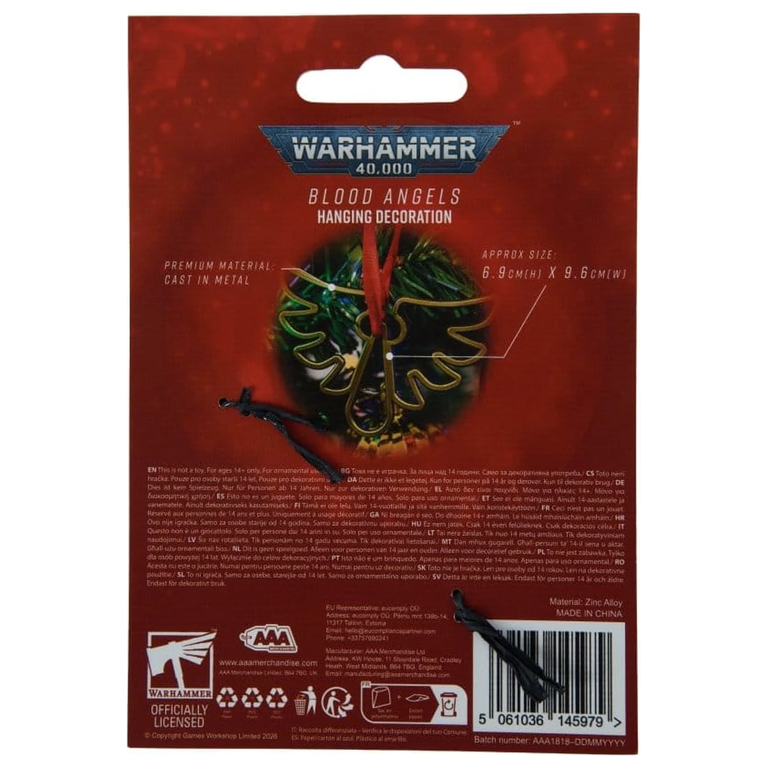 Warhammer 40,000 viseča dekoracija Blood Angels 16 cm fotografija izdelka