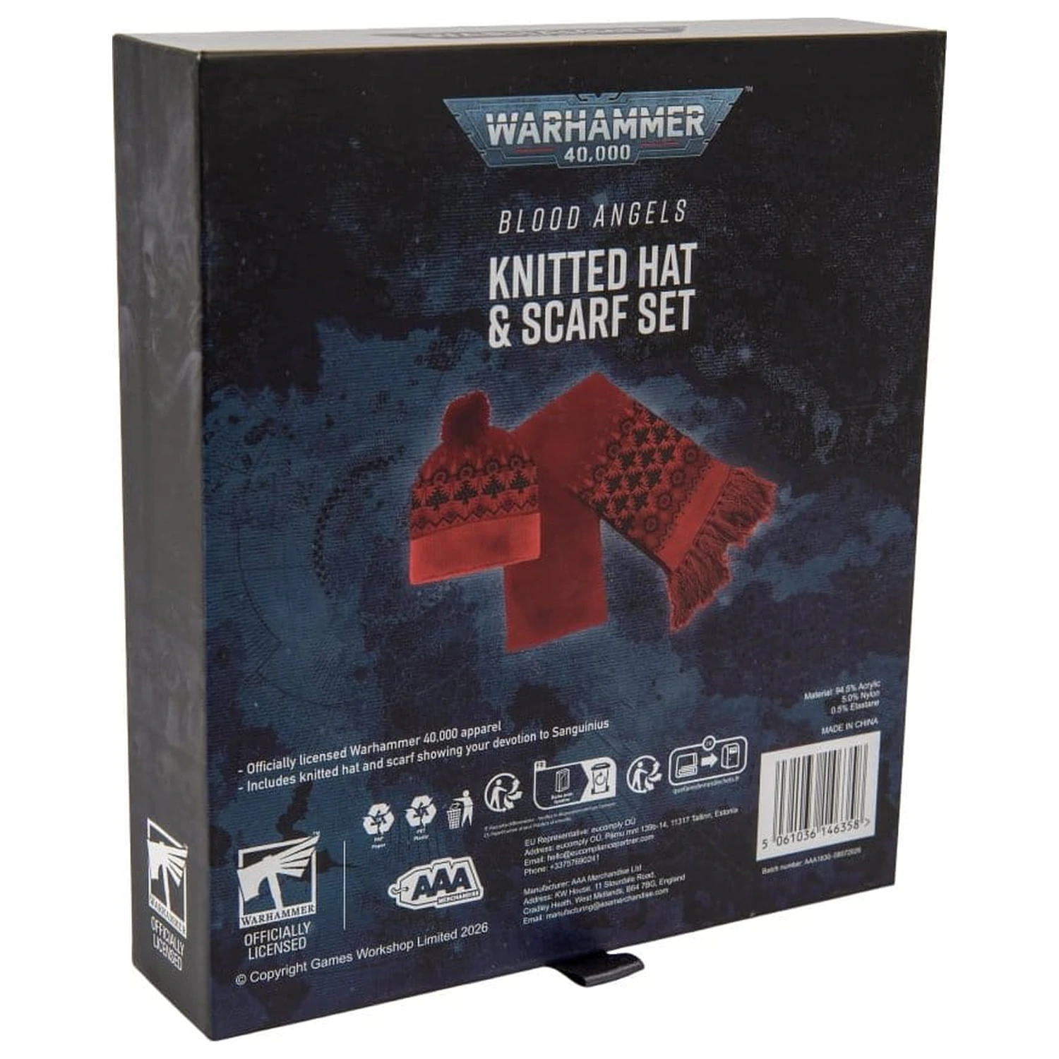 Warhammer 40,000 pletena kapa in šal set Blood Angels 27 cm fotografija izdelka