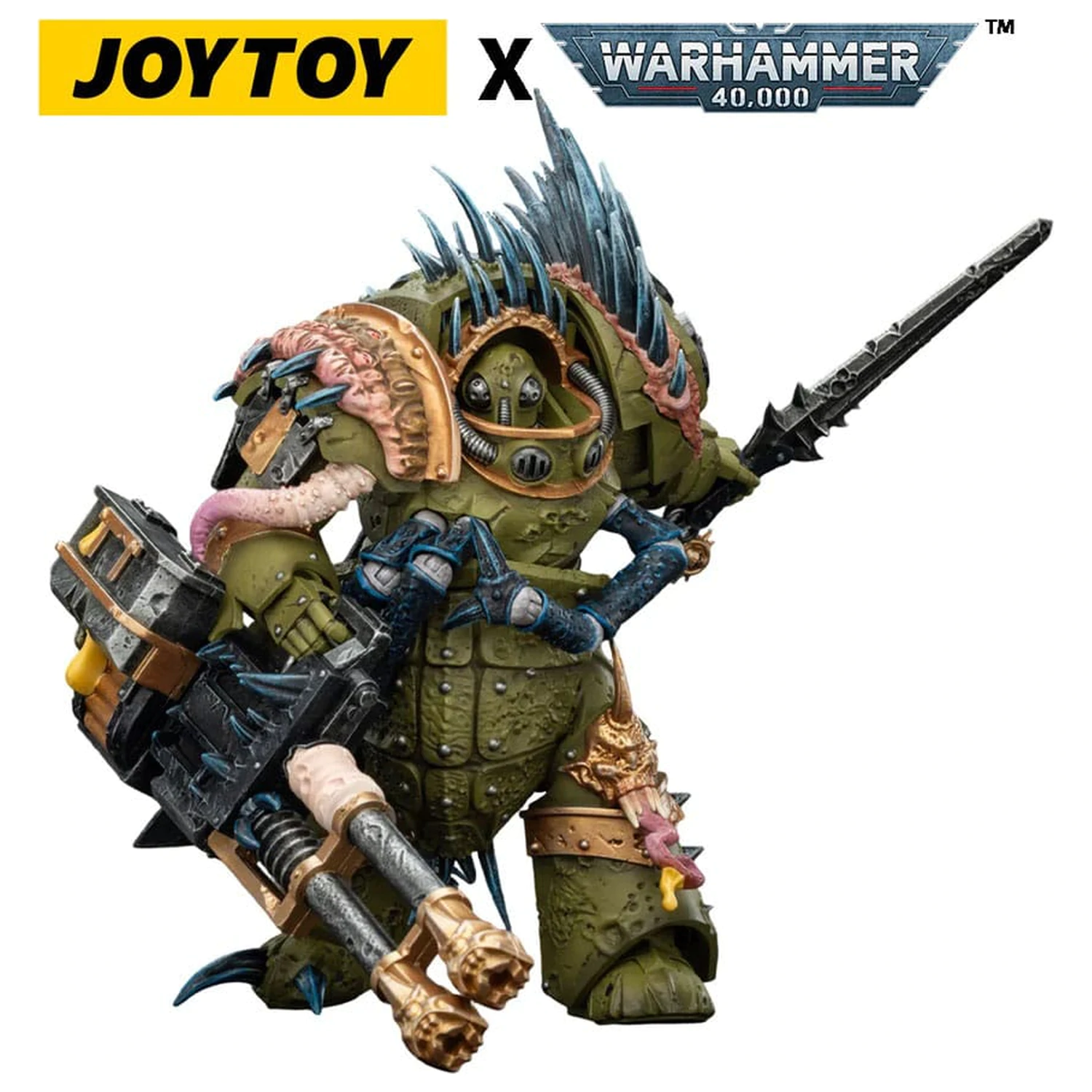 Warhammer 40,000 Action Figure Death Guard Blightlord Terminator 1 z Reaper Autocannon in Bubotic Blades 14 cm fotografija izdelka