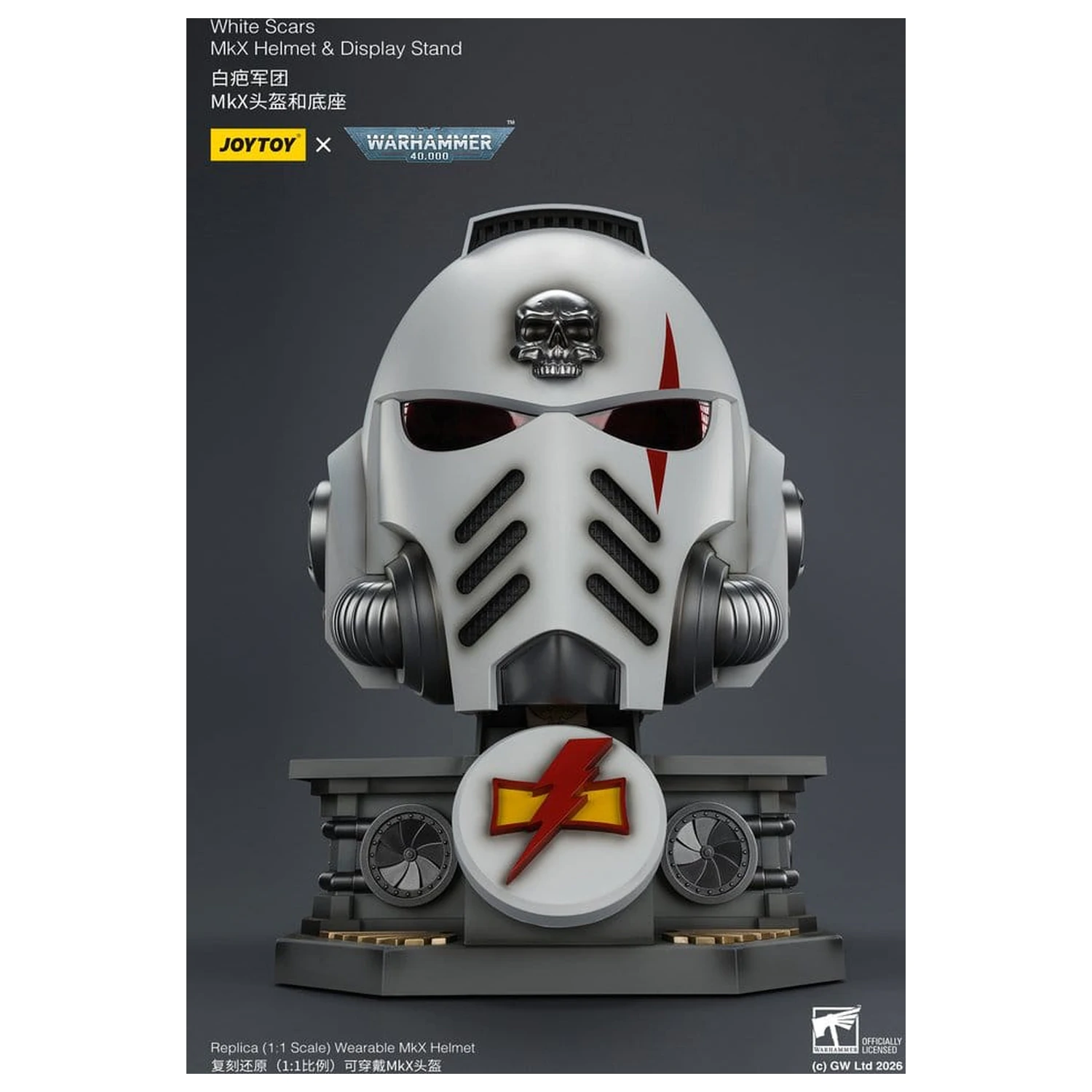 Warhammer 40,000 čelada s stojalom za prikaz White Scars MkX 44 cm fotografija izdelka