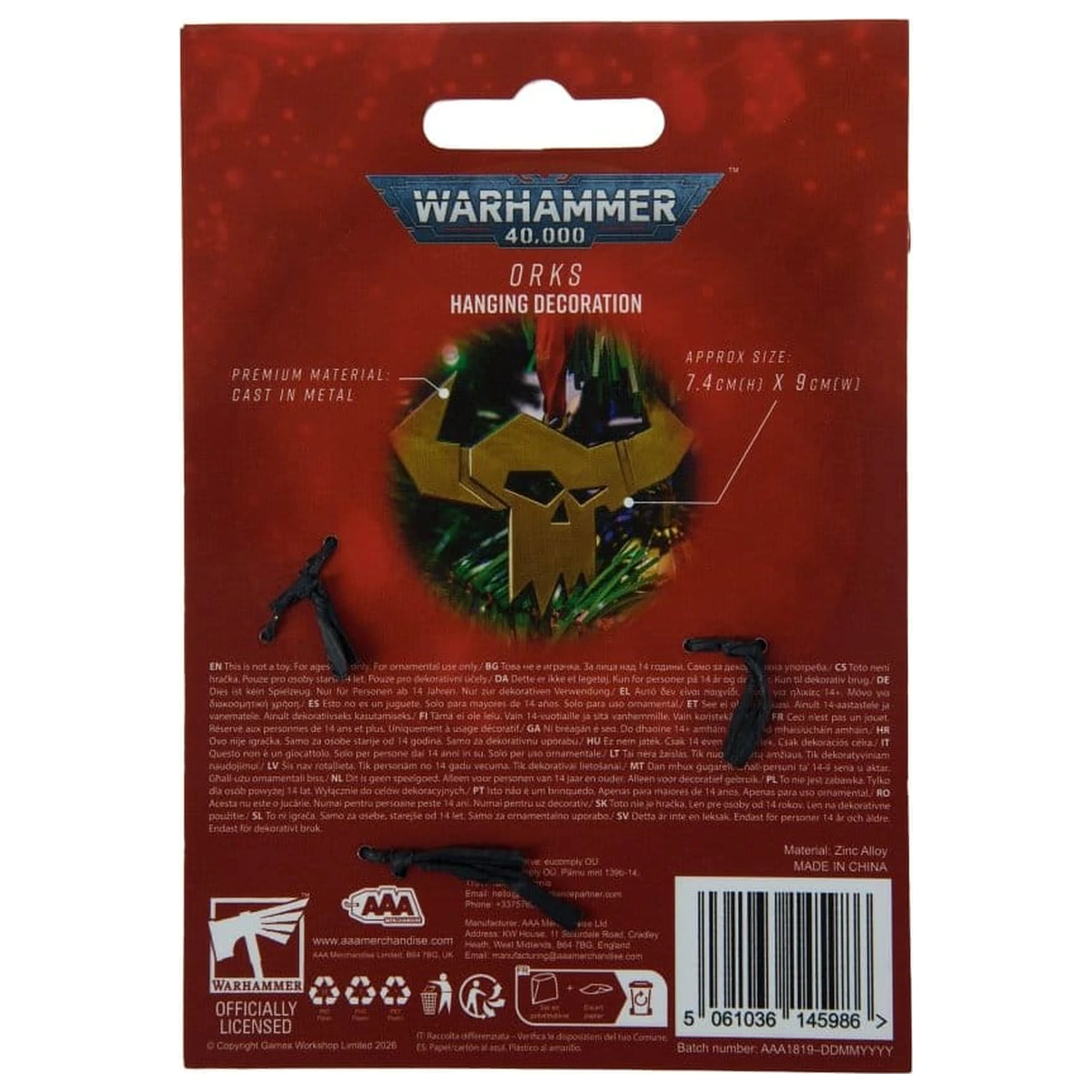 Warhammer 40,000 viseča dekoracija Orks 17 cm fotografija izdelka
