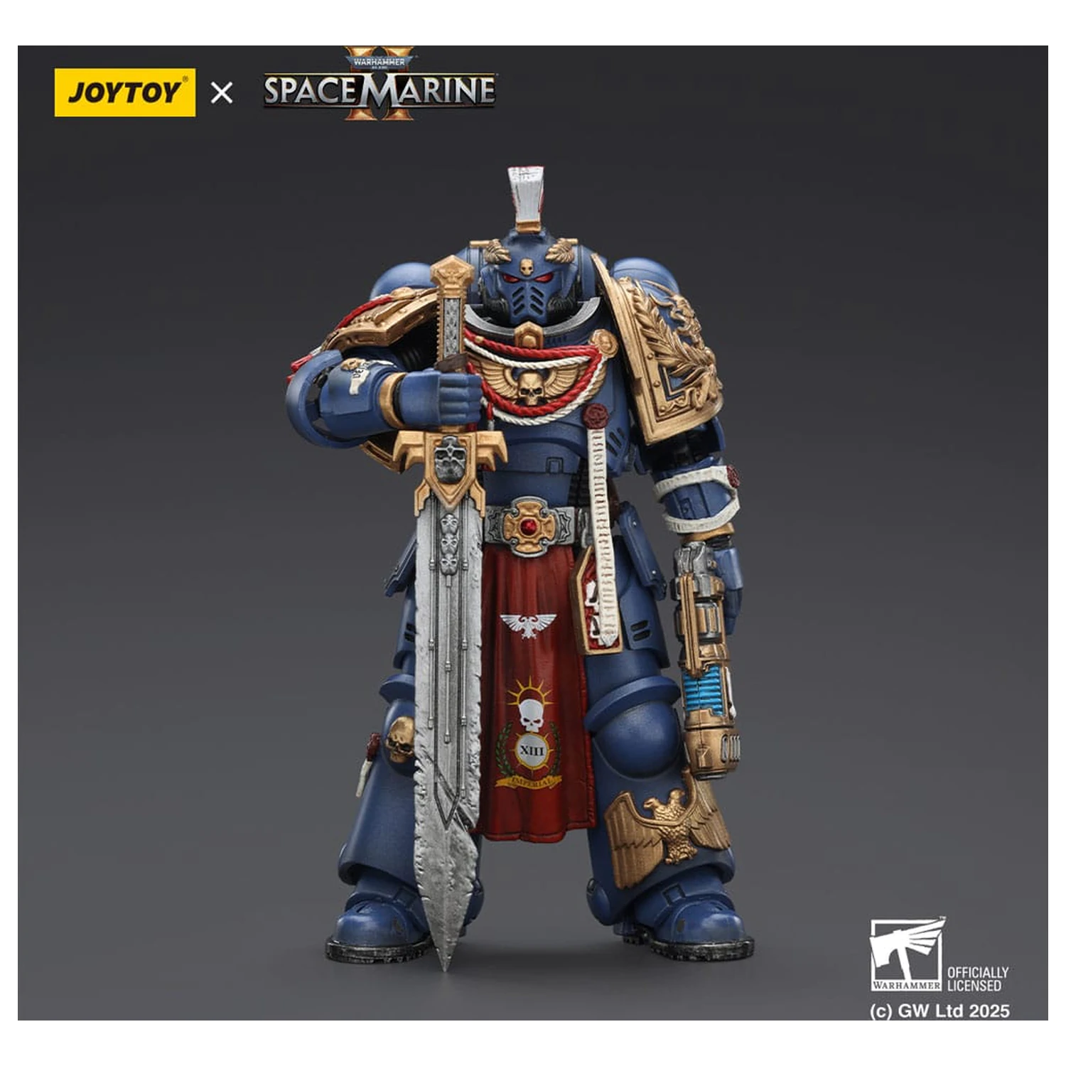Warhammer 40,000: Space Marine 2 akcijska figura Ultramarines Relic Primus Armour z plazemsko pištolo in bojnim rezilom 13 cm fotografija izdelka