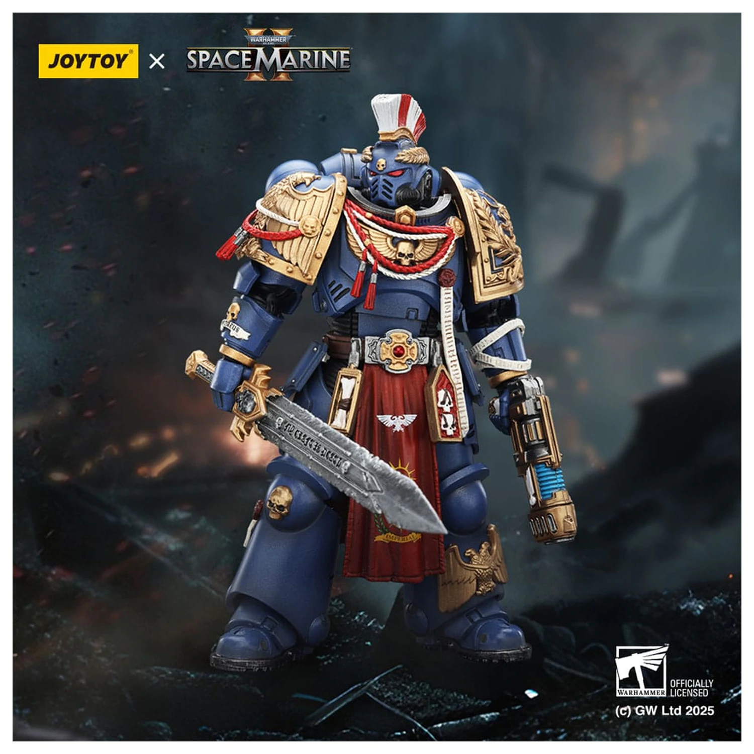 Warhammer 40,000: Space Marine 2 akcijska figura Ultramarines Relic Primus Armour z plazemsko pištolo in bojnim rezilom 13 cm fotografija izdelka