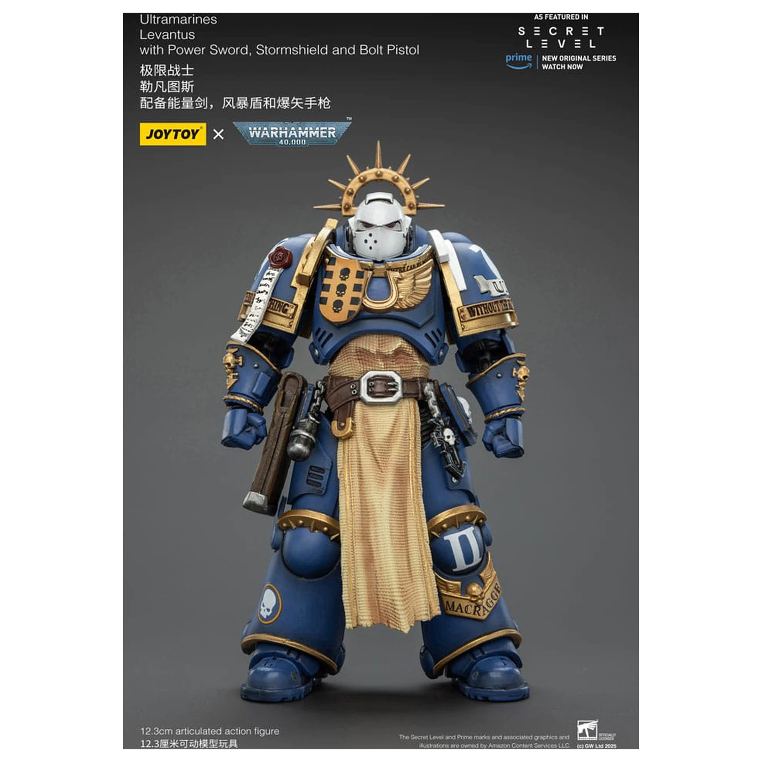 Warhammer 40,000 Action Figure Ultramarines Levantus z Power Sword, Stormshield in Bolt Pistol 13 cm fotografija izdelka