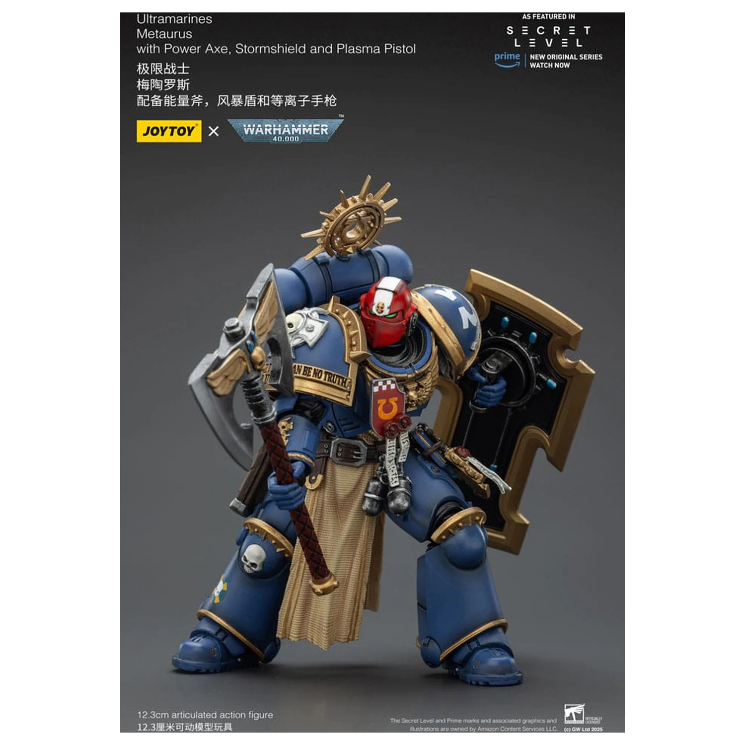 Warhammer 40,000 Action Figure Ultramarines Metaurus z Power Axe, Stormshield in Plasma Pistol 13 cm fotografija izdelka