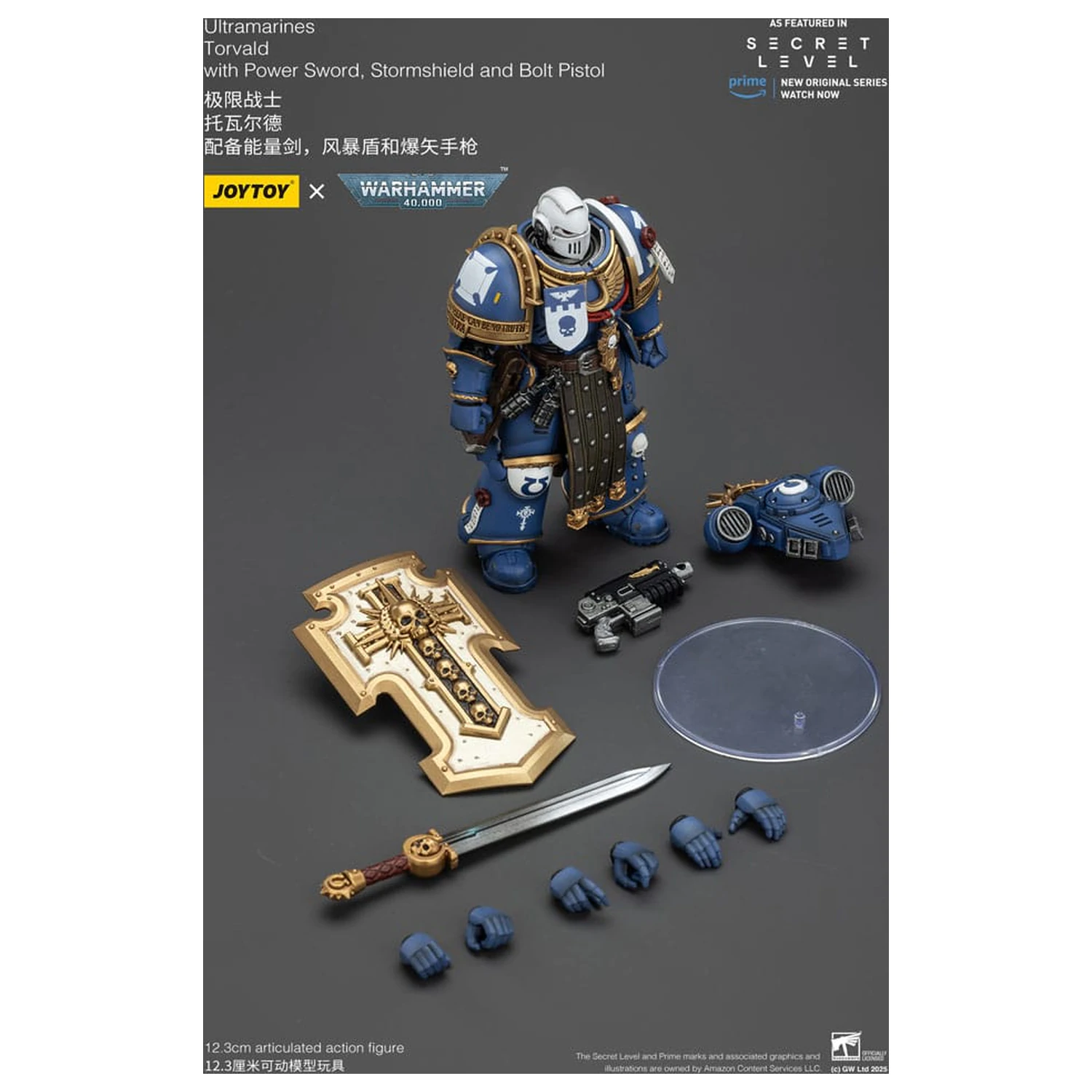 Warhammer 40,000 Action Figure Ultramarines Torvald z Power Sword, Stormshield in Bolt Pistol 13 cm fotografija izdelka