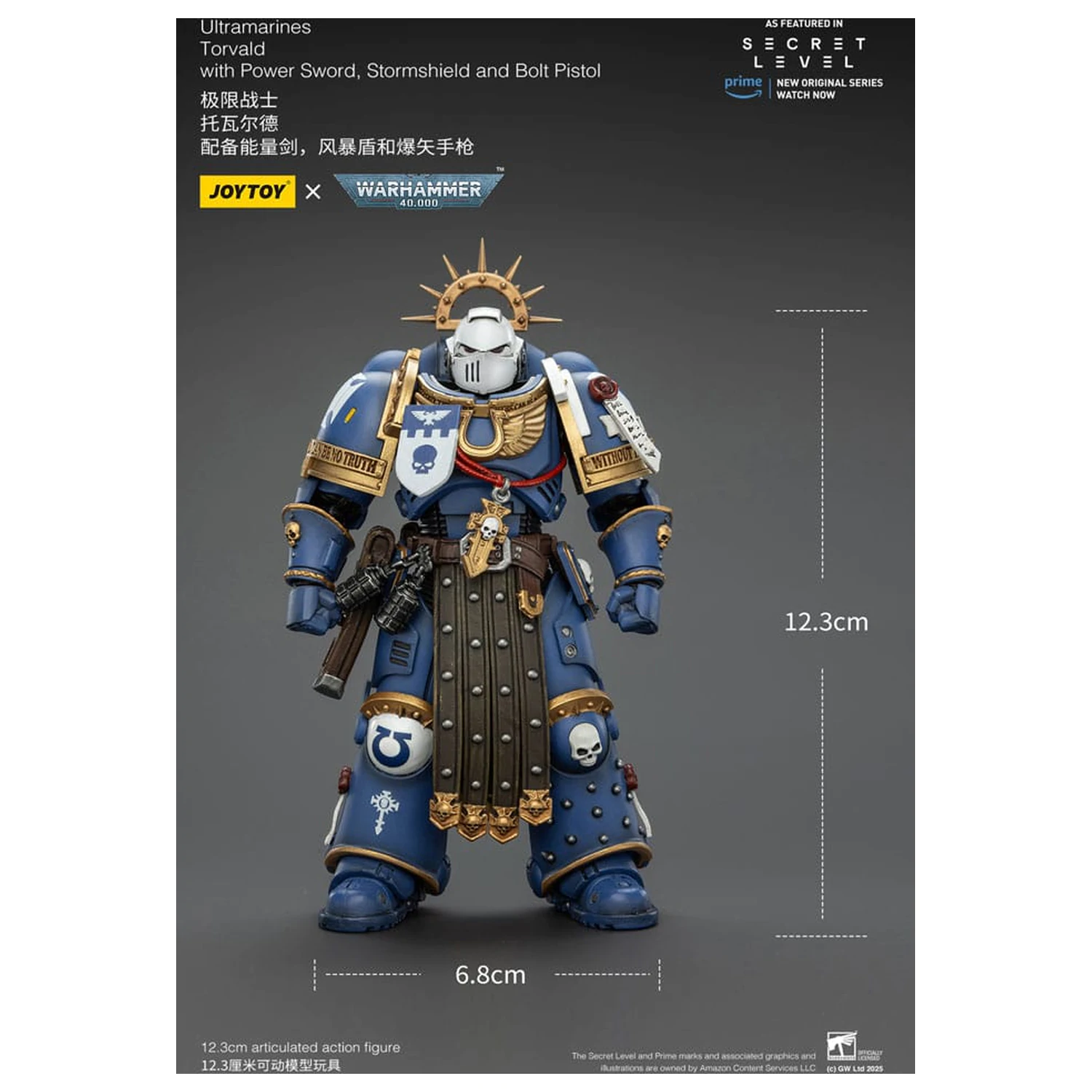 Warhammer 40,000 Action Figure Ultramarines Torvald z Power Sword, Stormshield in Bolt Pistol 13 cm fotografija izdelka