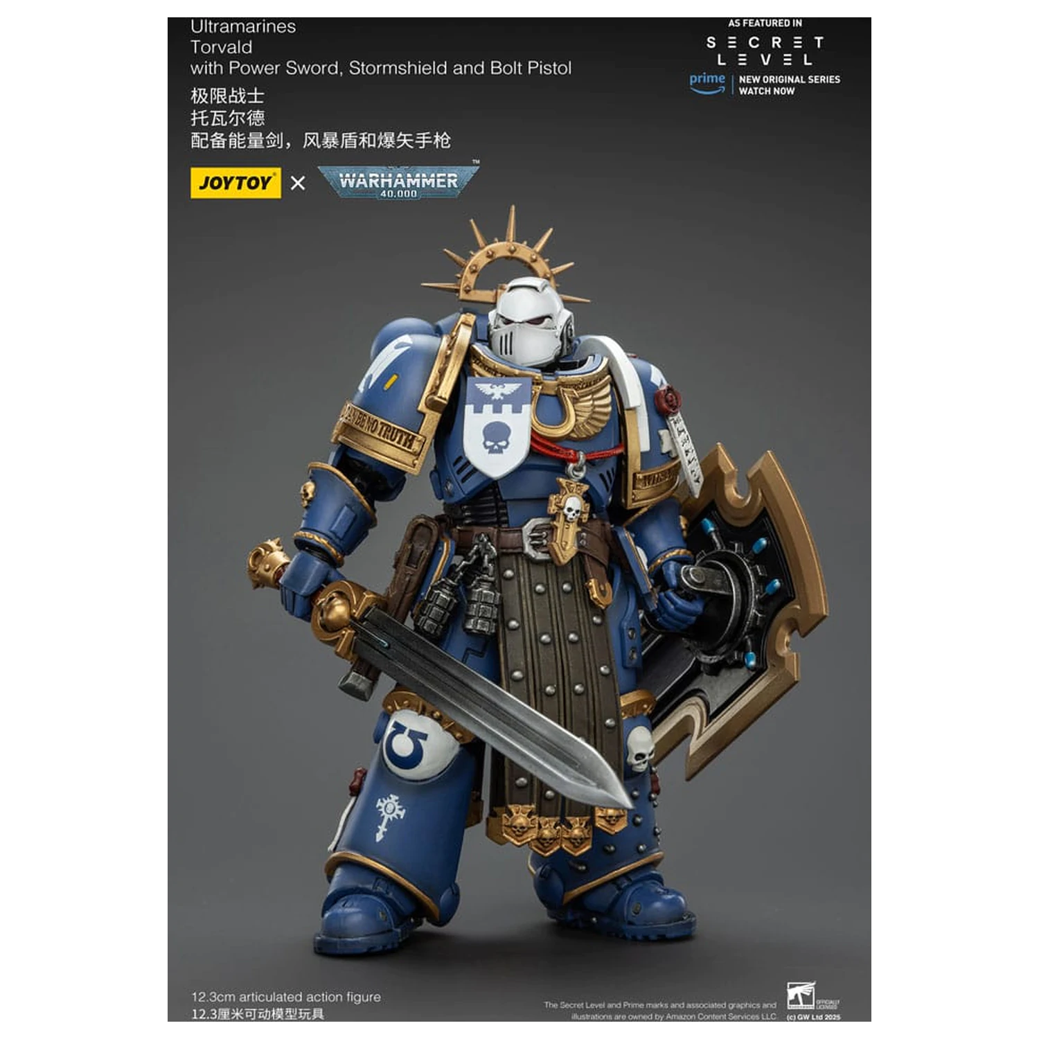 Warhammer 40,000 Action Figure Ultramarines Torvald z Power Sword, Stormshield in Bolt Pistol 13 cm fotografija izdelka