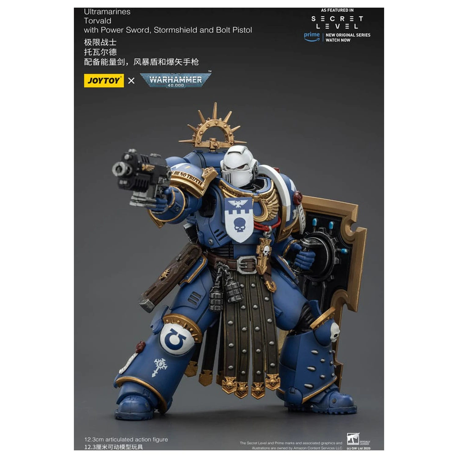Warhammer 40,000 Action Figure Ultramarines Torvald z Power Sword, Stormshield in Bolt Pistol 13 cm fotografija izdelka