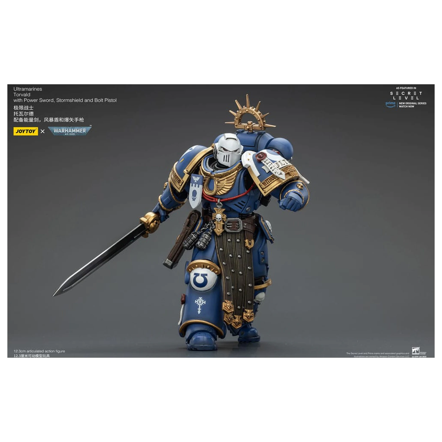 Warhammer 40,000 Action Figure Ultramarines Torvald z Power Sword, Stormshield in Bolt Pistol 13 cm fotografija izdelka