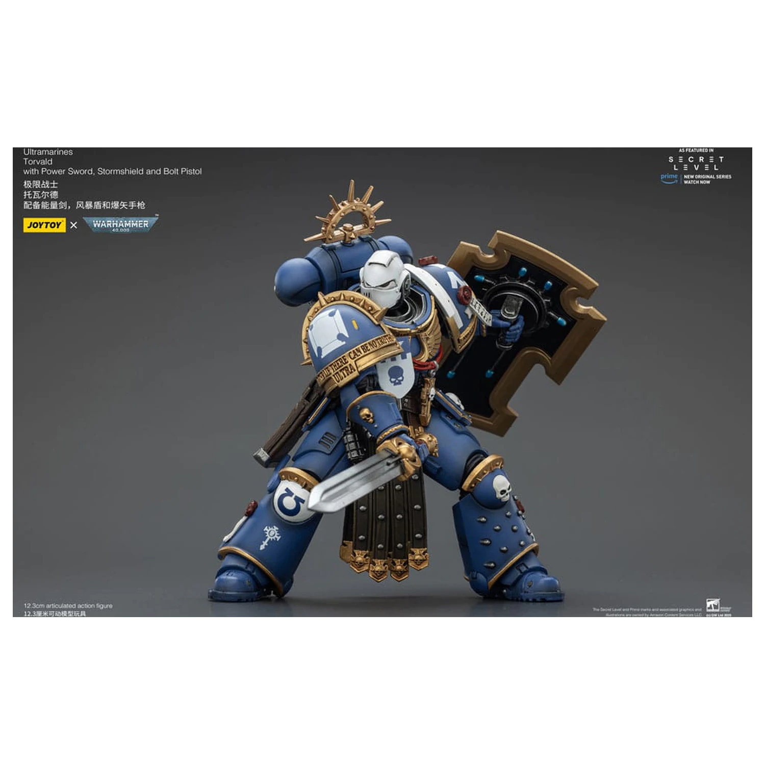 Warhammer 40,000 Action Figure Ultramarines Torvald z Power Sword, Stormshield in Bolt Pistol 13 cm fotografija izdelka