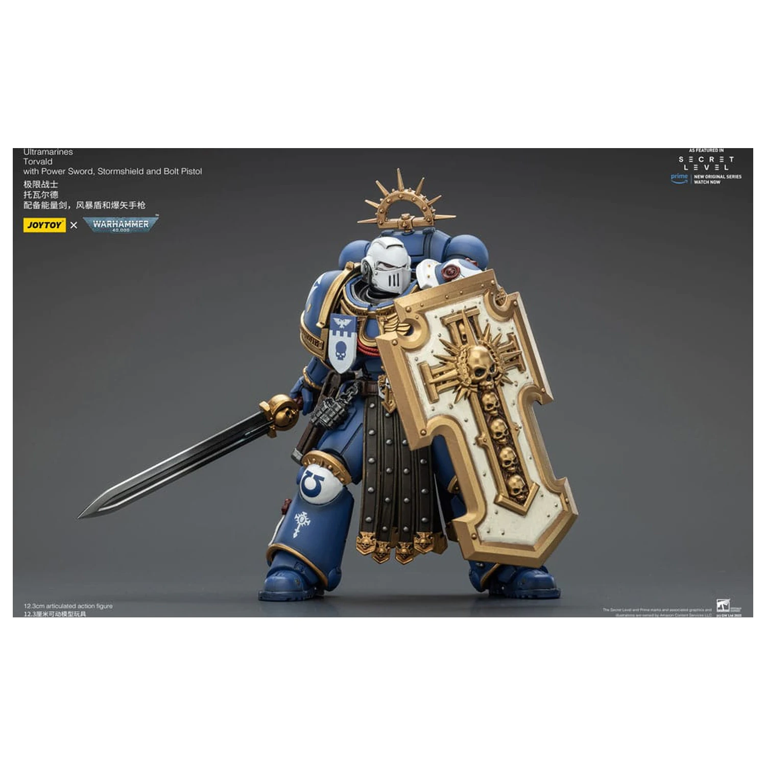 Warhammer 40,000 Action Figure Ultramarines Torvald z Power Sword, Stormshield in Bolt Pistol 13 cm fotografija izdelka