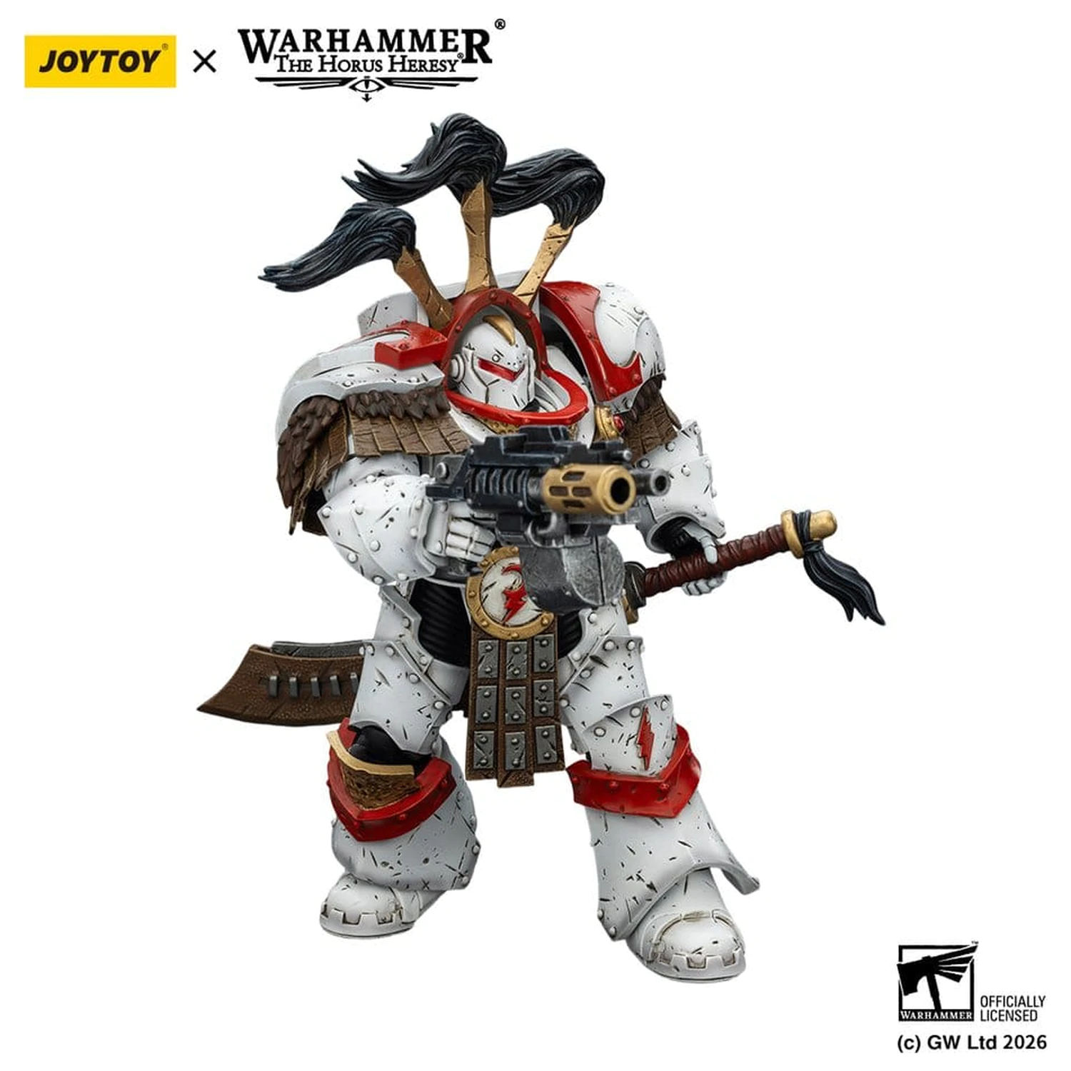 Warhammer 40,000 figurica White Scars Legion Praetor v Cataphractii Terminator oklepu s Cyber Hawk Chogorian mečem in combi-melta 14 cm fotografija izdelka