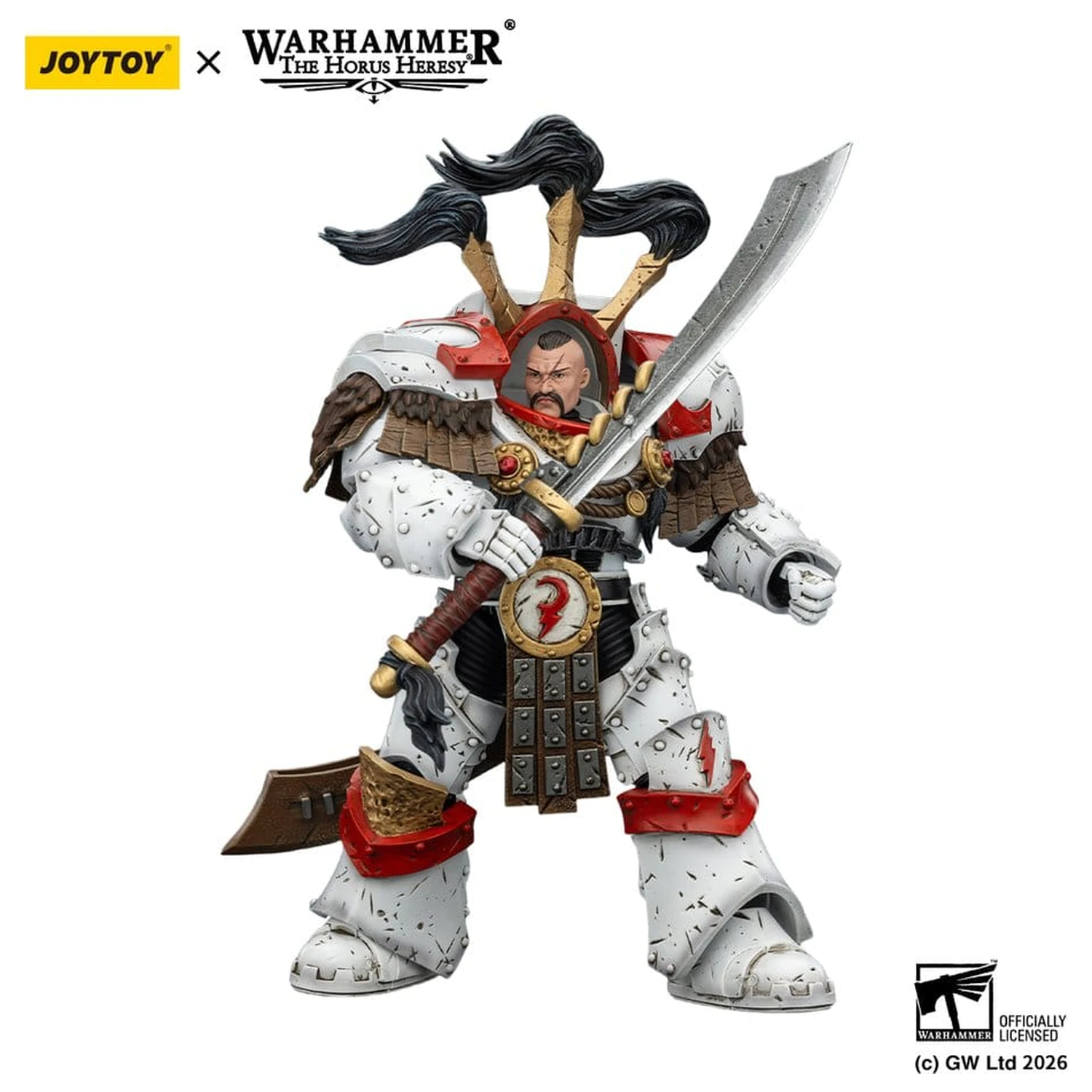 Warhammer 40,000 figurica White Scars Legion Praetor v Cataphractii Terminator oklepu s Cyber Hawk Chogorian mečem in combi-melta 14 cm fotografija izdelka