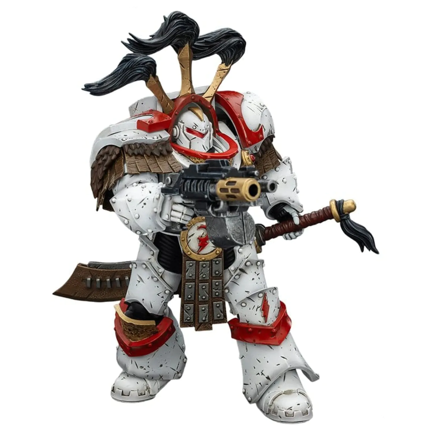 Warhammer 40,000 figurica White Scars Legion Praetor v Cataphractii Terminator oklepu s Cyber Hawk Chogorian mečem in combi-melta 14 cm fotografija izdelka